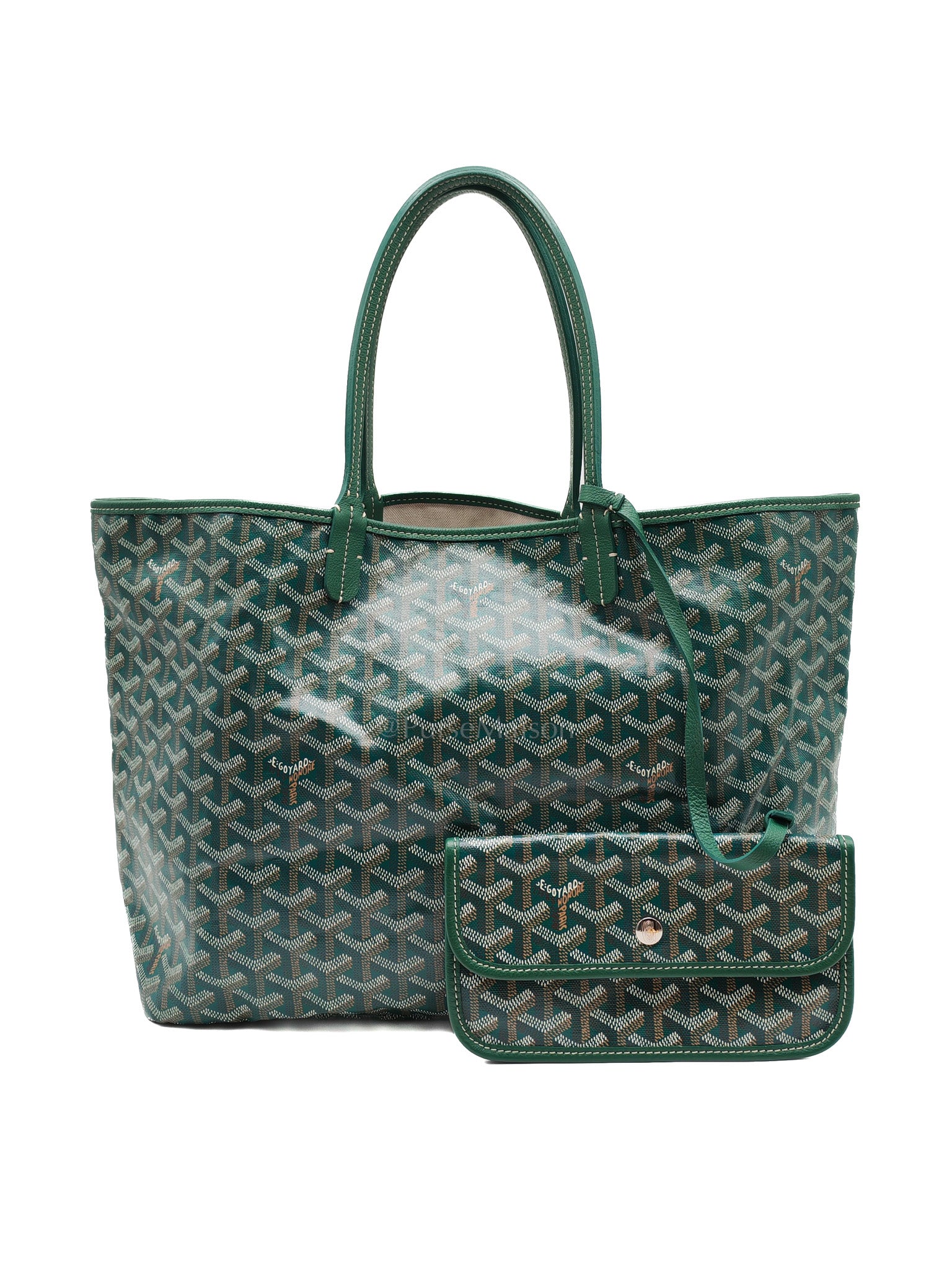 Goyard Saint Louis PM in Green Goyardine Canvas Tote Bag