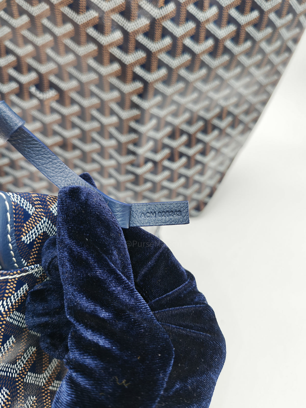 Goyard Saint Louis PM in Navy Blue Goyardine Canvas with Croc Universal Clip Charm | Purse Maison Luxury Bags Shop