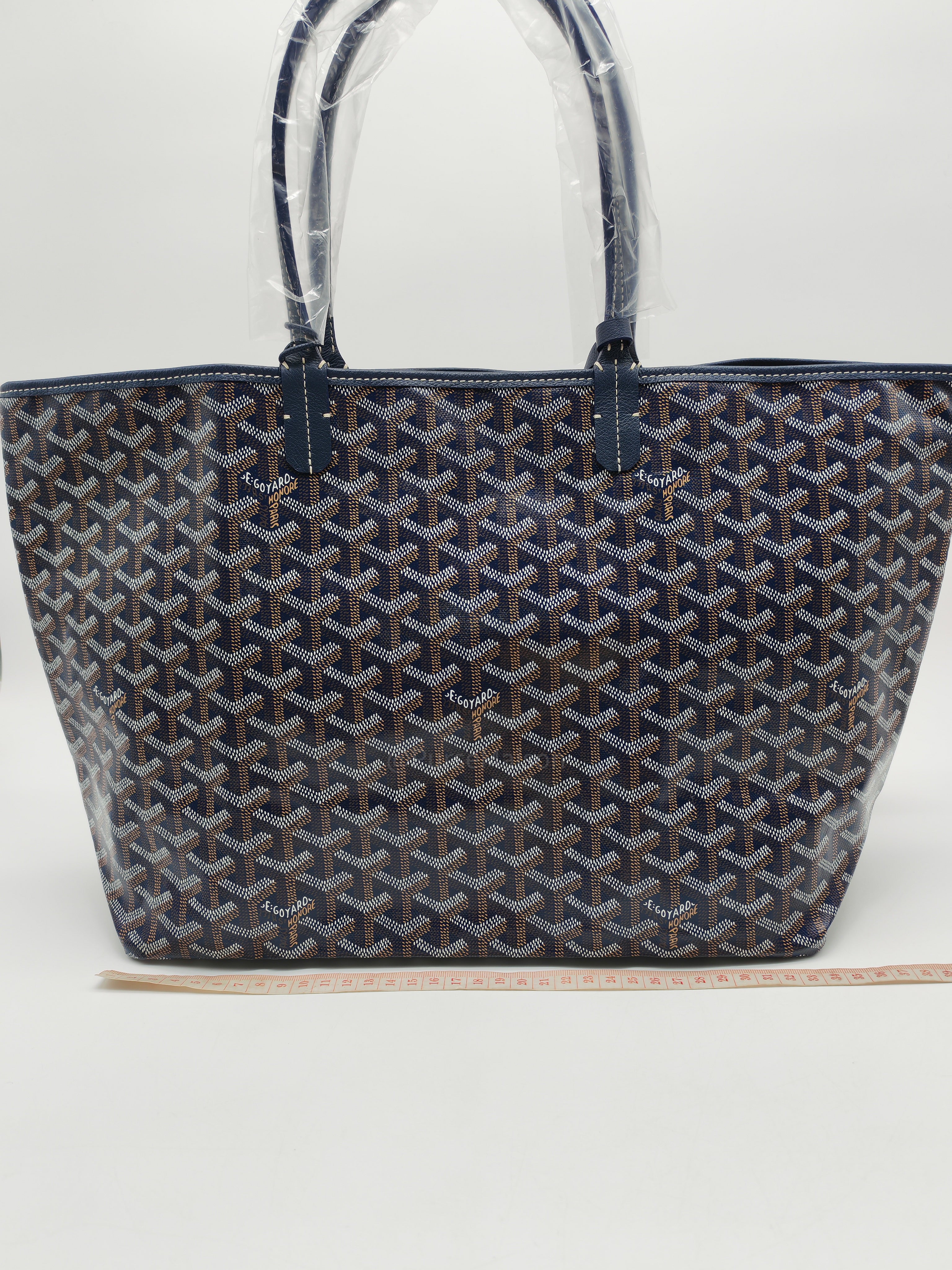 Goyard Saint Louis PM in Navy Blue Goyardine Canvas with Croc Universal Clip Charm | Purse Maison Luxury Bags Shop