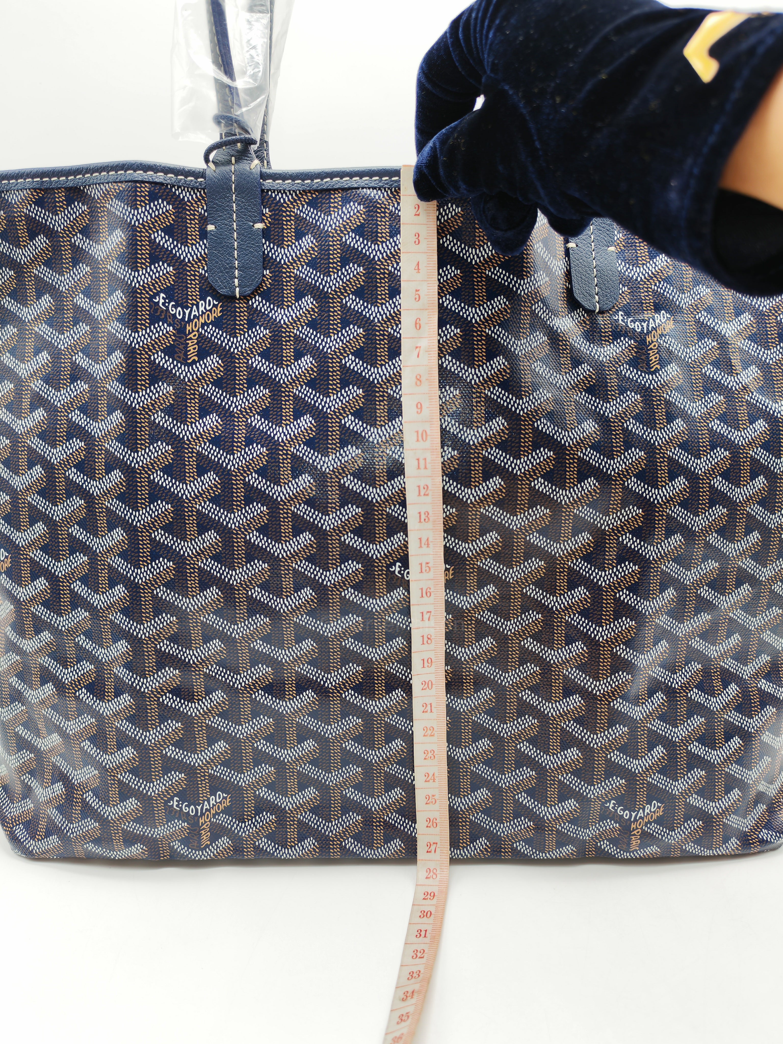 Goyard Saint Louis PM in Navy Blue Goyardine Canvas with Croc Universal Clip Charm | Purse Maison Luxury Bags Shop