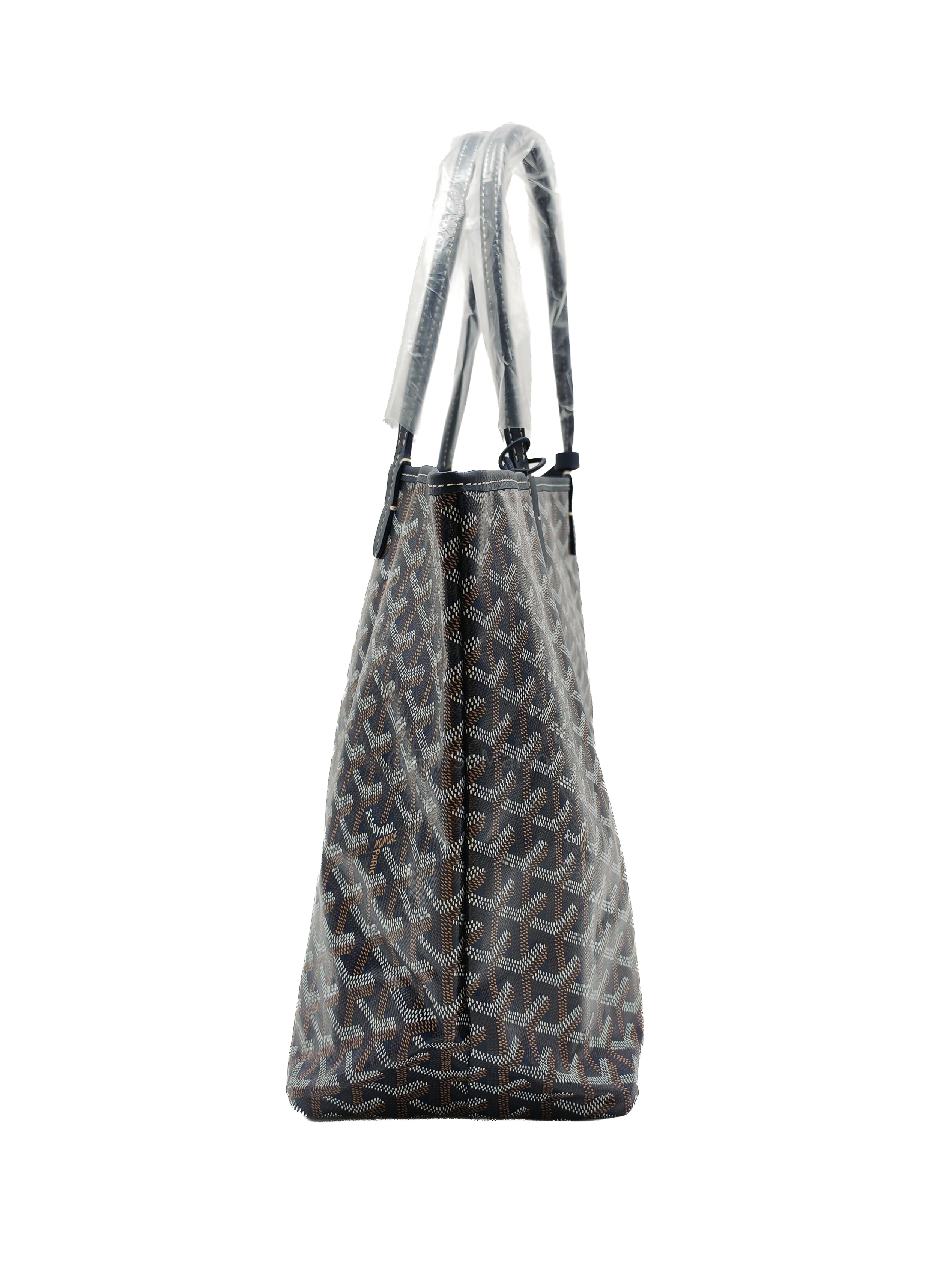 Goyard Saint Louis PM in Navy Blue Goyardine Canvas with Croc Universal Clip Charm | Purse Maison Luxury Bags Shop