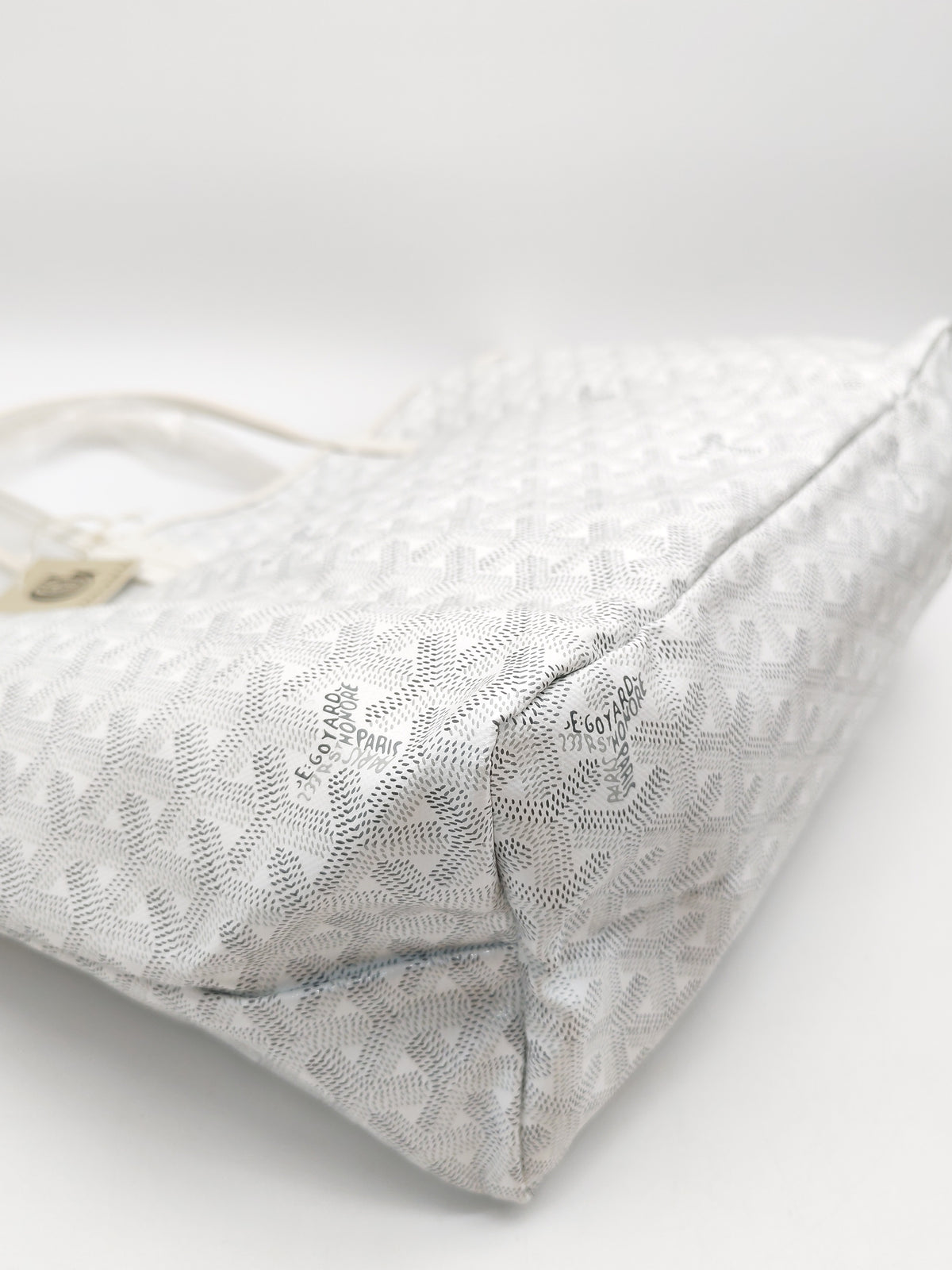 Goyard Saint Louis PM in White Goyardine Canvas with Croc Universal Clip Charm | Purse Maison Luxury Bags Shop