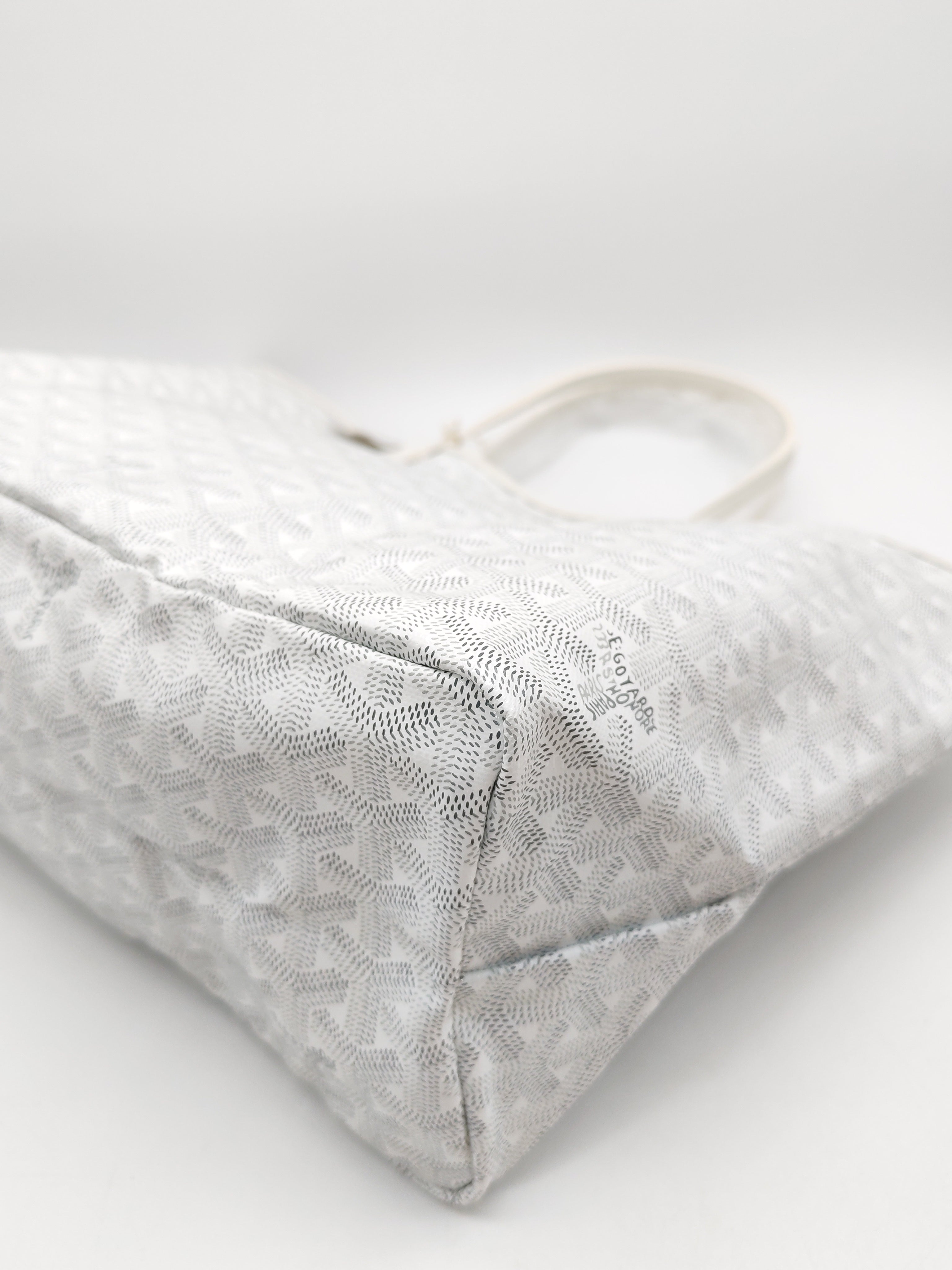 Goyard Saint Louis PM in White Goyardine Canvas with Croc Universal Clip Charm | Purse Maison Luxury Bags Shop