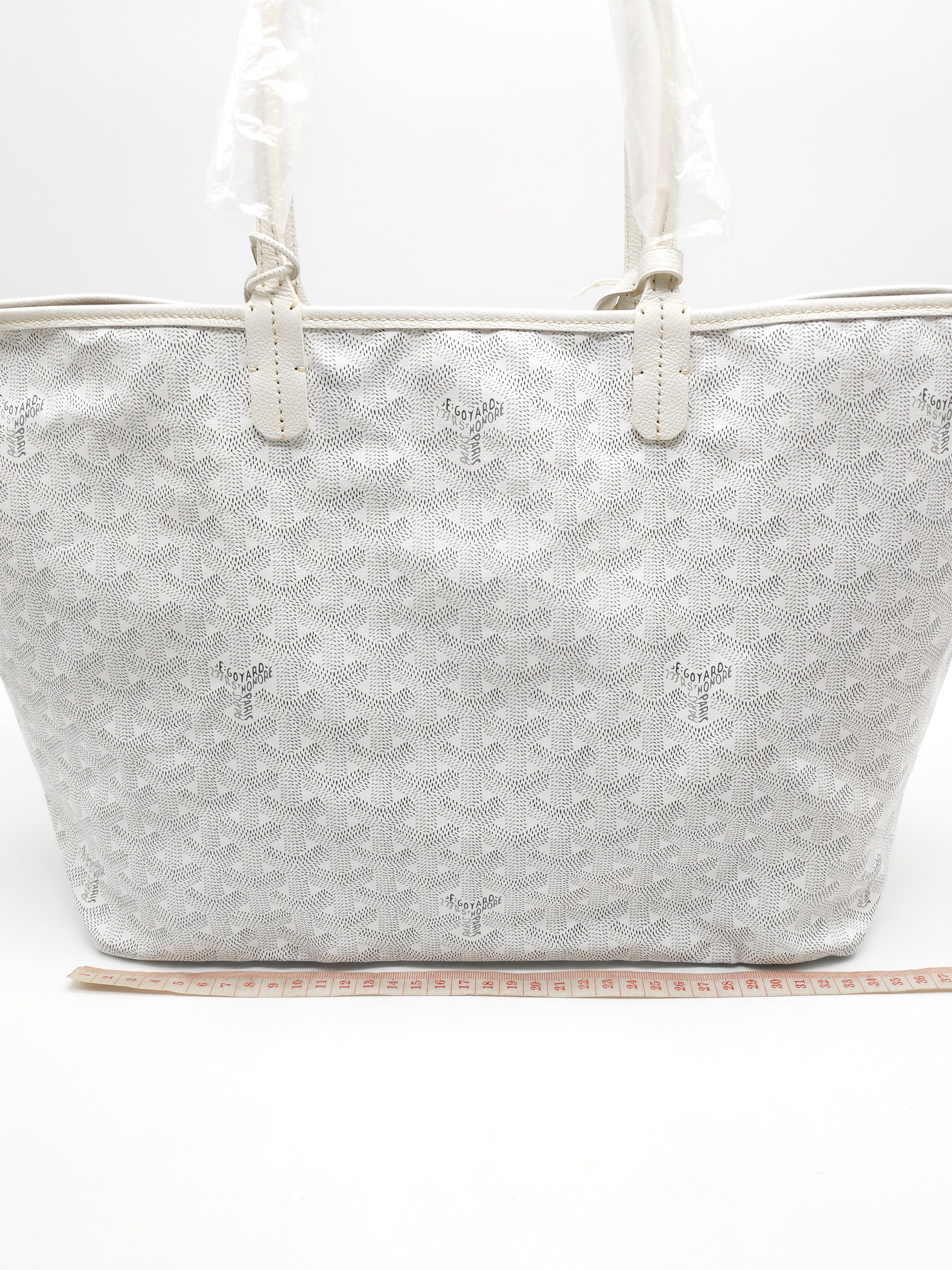 Goyard Saint Louis PM in White Goyardine Canvas with Croc Universal Clip Charm | Purse Maison Luxury Bags Shop