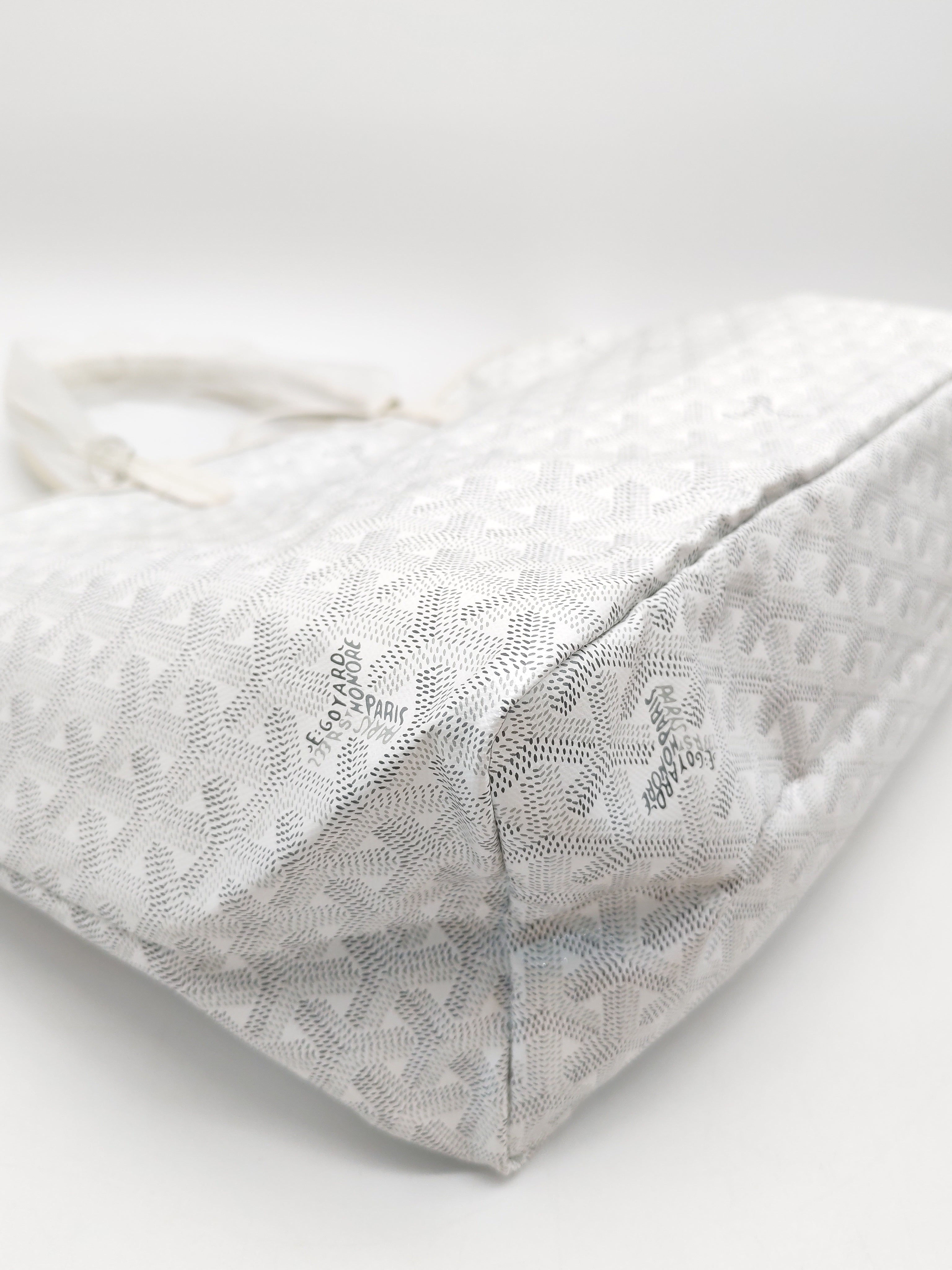 Goyard Saint Louis PM in White Goyardine Canvas with Croc Universal Clip Charm | Purse Maison Luxury Bags Shop