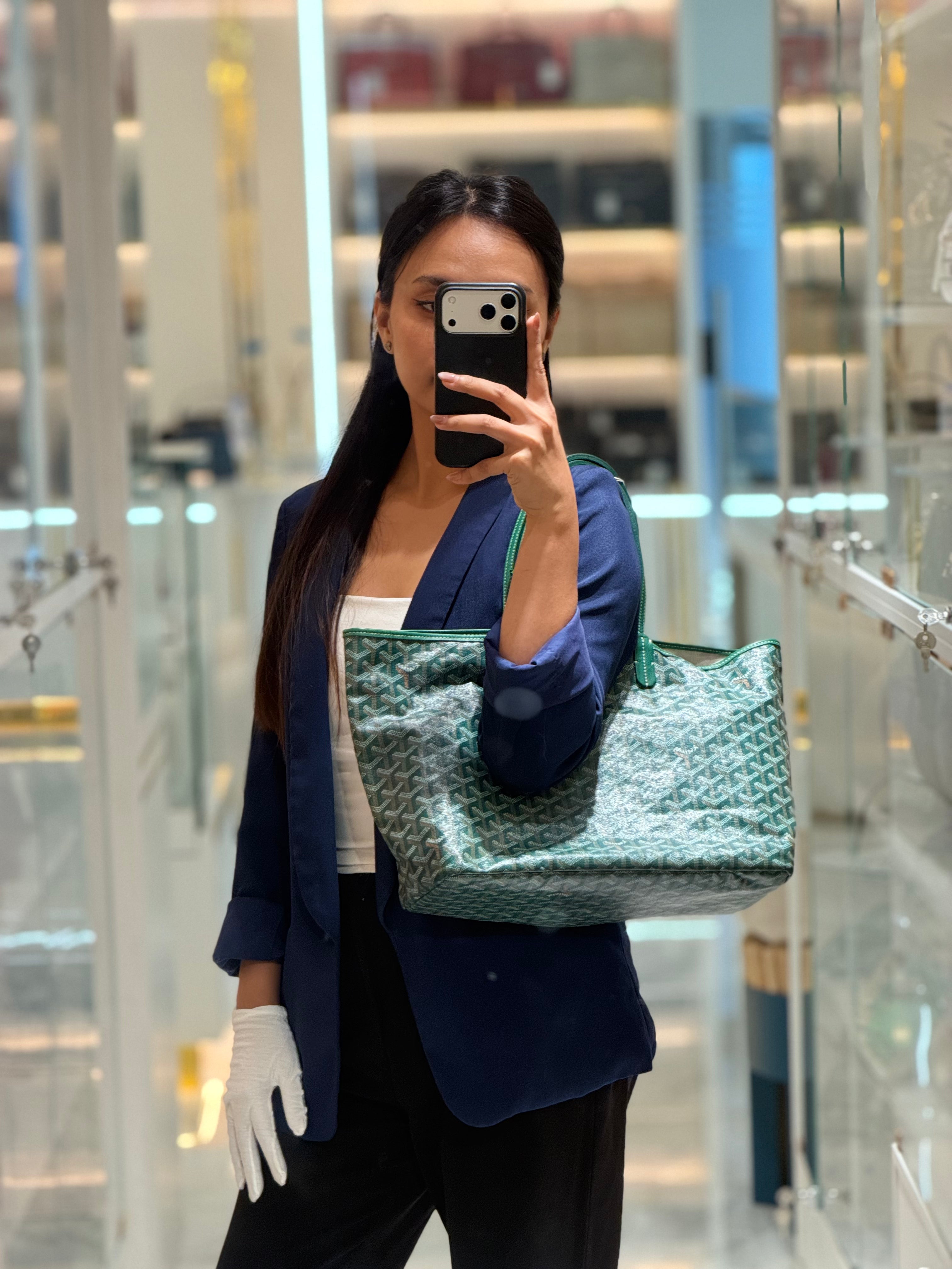 Goyard Saint Louis PM Tote Bag in Green Goyardine Canvas | Purse Maison Luxury Bags Shop