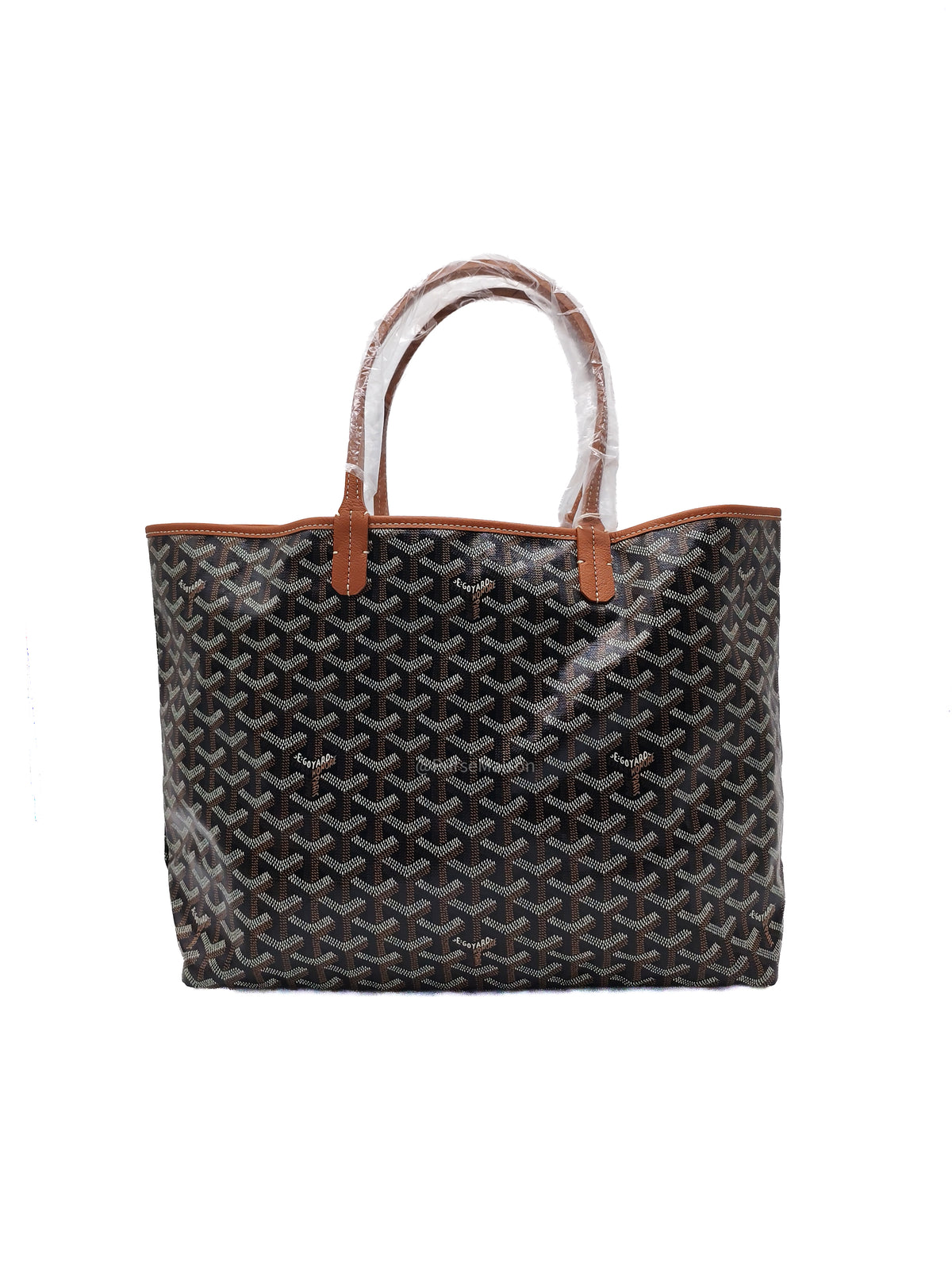 Goyard Saint Louis PM Tote Bag in Noir et Naturel/Tan Goyardine Canvas with Croc Universel Clip Charm | Purse Maison Luxury Bags Shop