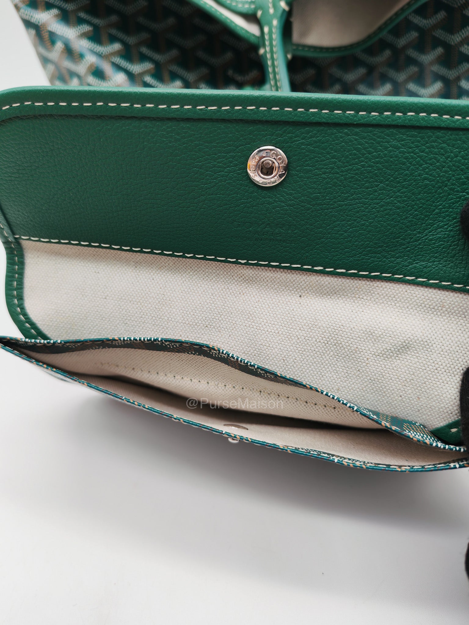 Goyard Saint Louis PM with Croc Universal Clip Charm in Green Goyardine Canvas | Purse Maison Luxury Bags Shop