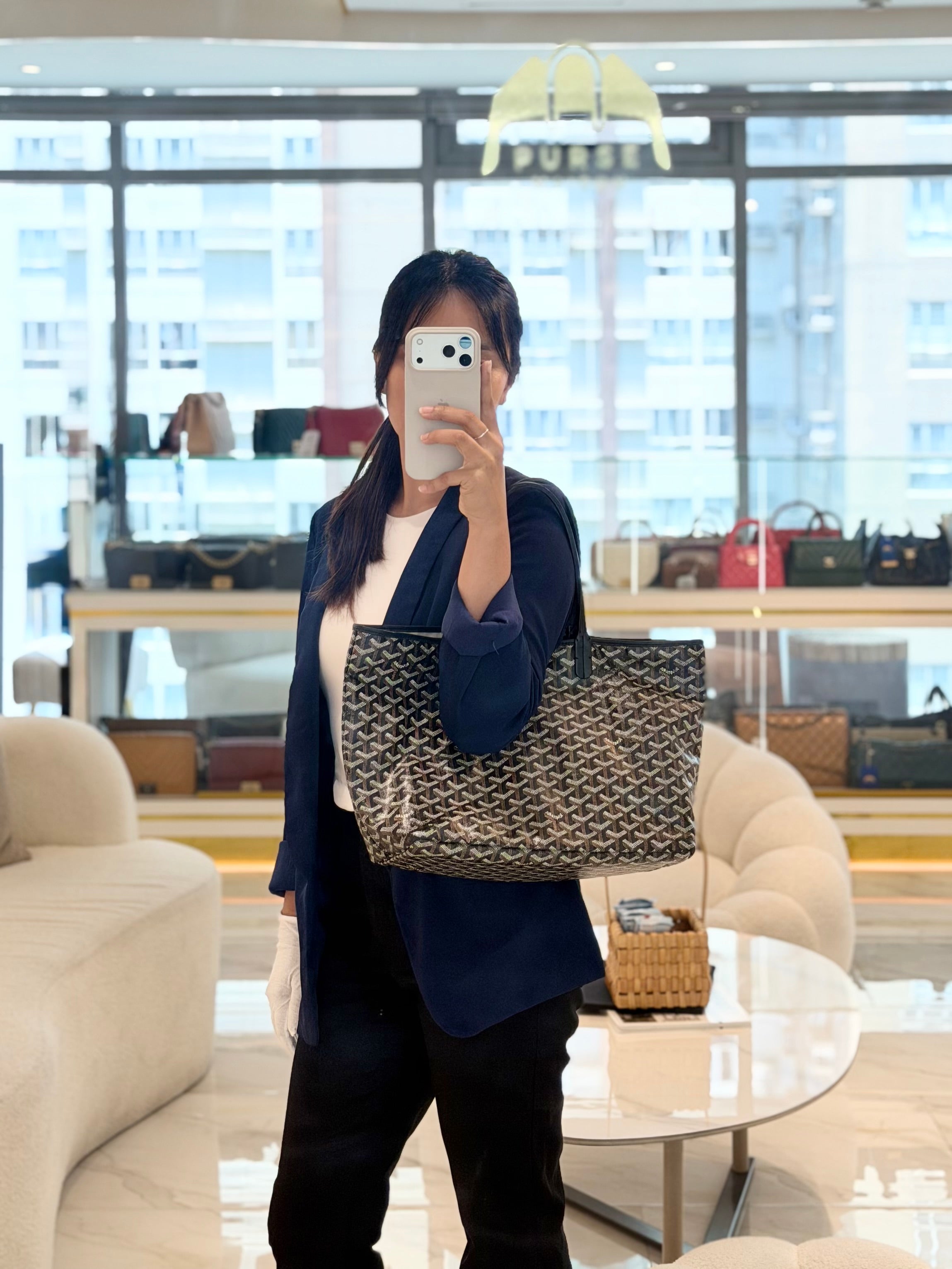 Saint Louis Tote Bag PM in Black Goyardine Canvas | Purse Maison Luxury Bags Shop