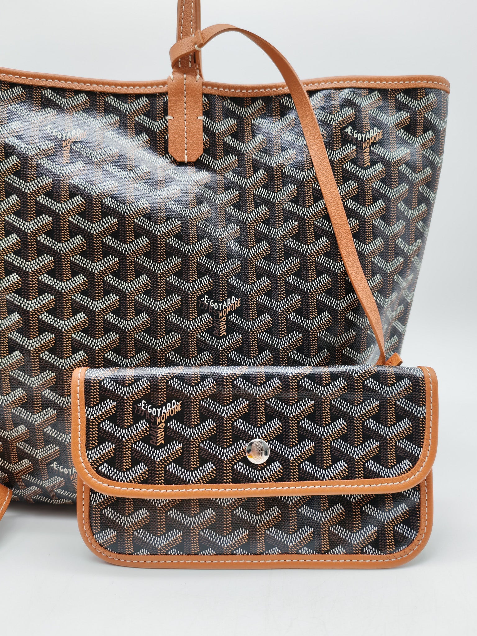 Goyard Saint Louis Tote Bag PM in Tan Goyardine Canvas with Croc Universal Clip Charm | Purse Maison Luxury Bags Shop