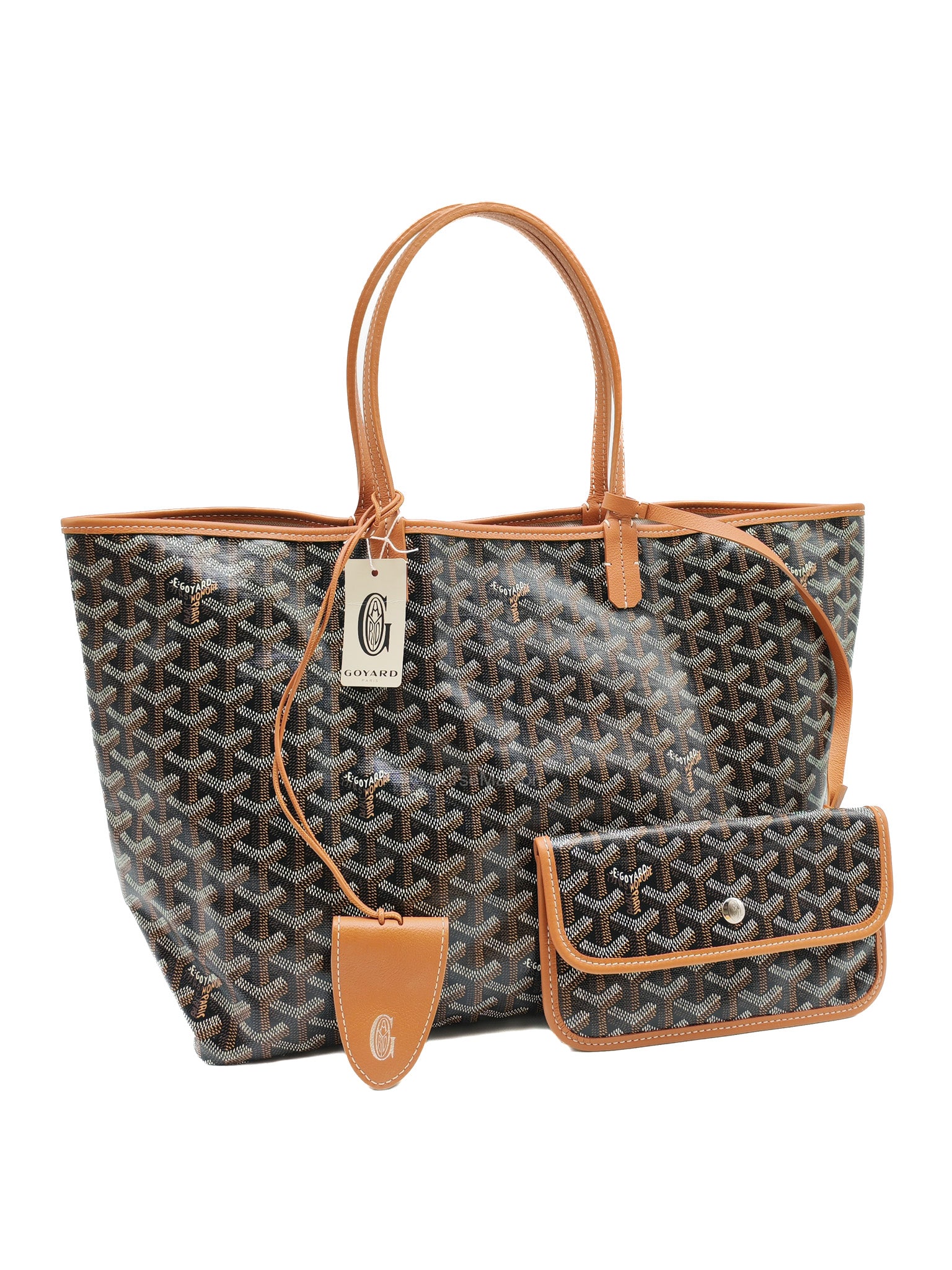 Goyard Saint Louis Tote Bag PM in Tan Goyardine Canvas with Croc Universal Clip Charm | Purse Maison Luxury Bags Shop
