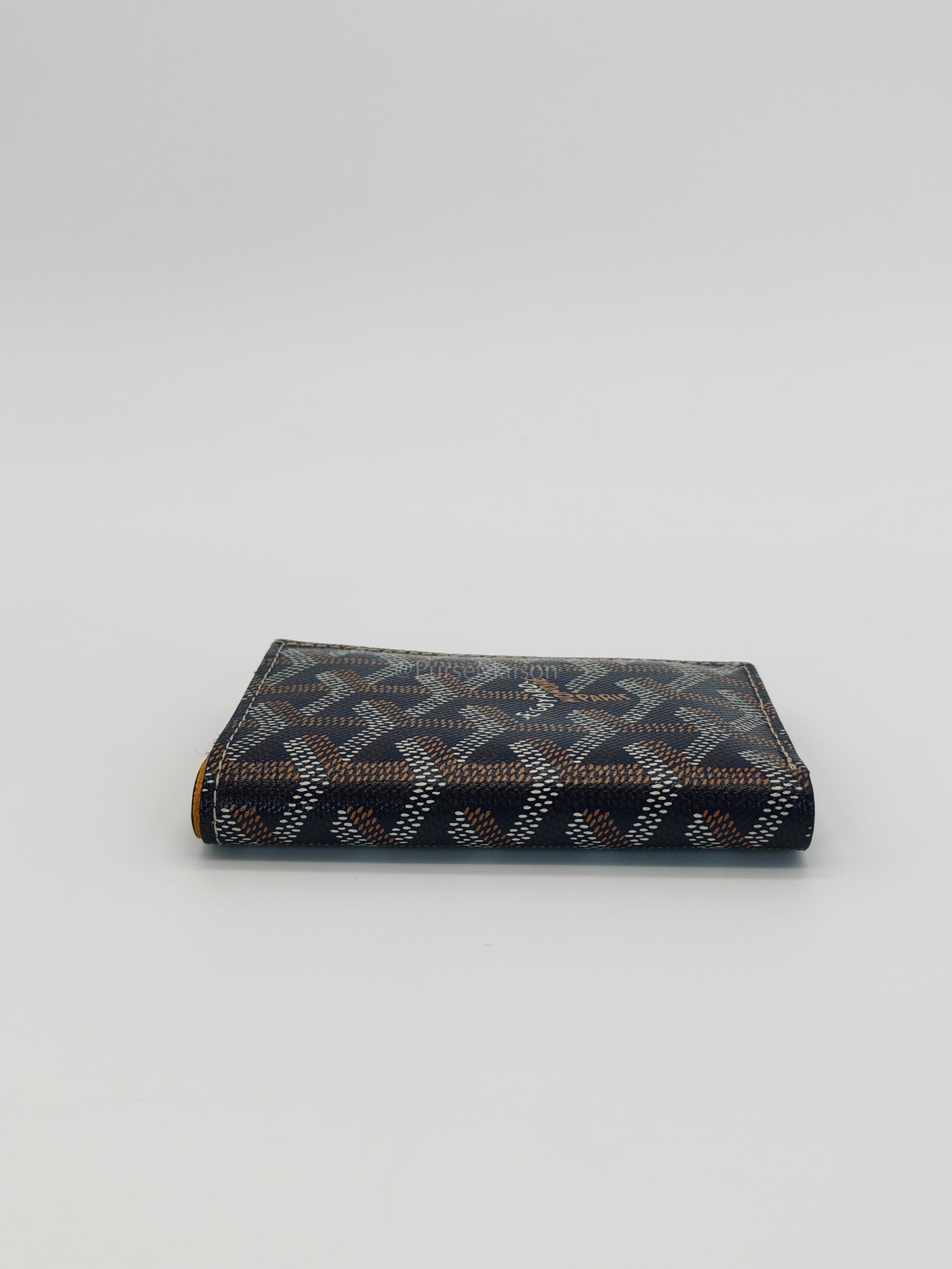 Saint Pierre Bifold Card Holder in Bleu Marine Goyardine Canvas | Purse Maison Luxury Bags Shop