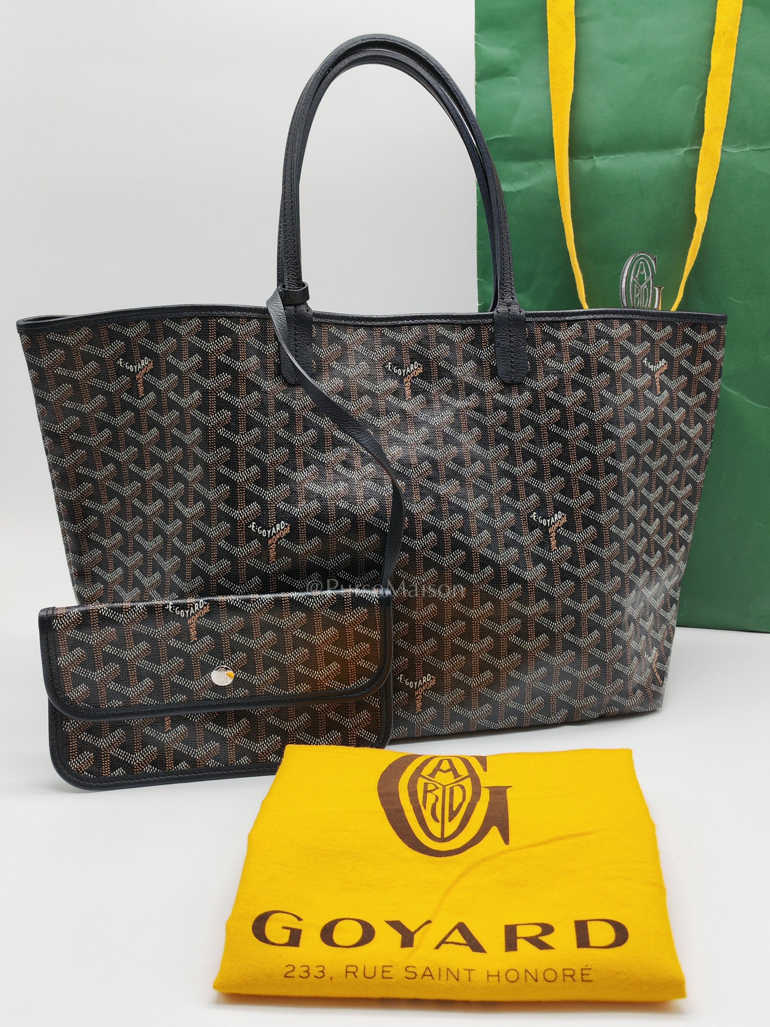 Saint Louis Tote Bag PM in Black Goyardine Canvas