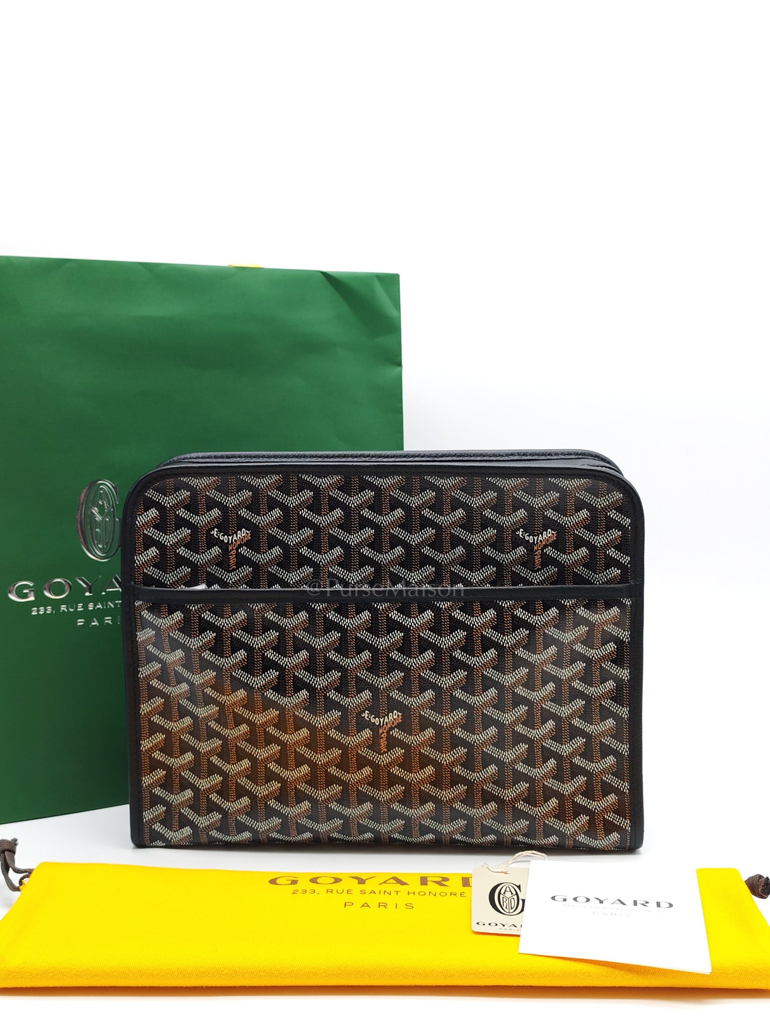 Jouvence Toiletry Pouch in Black Goyardine Canvas