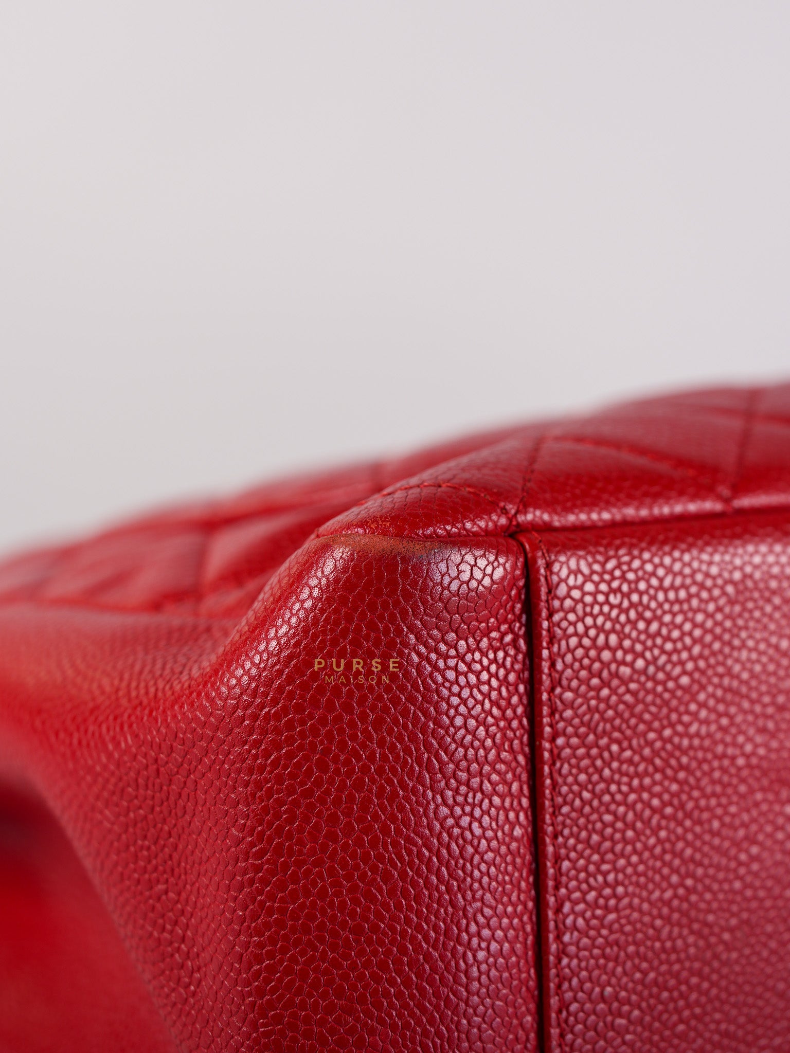 Grand Shopping Tote Bag (GST) in Red Quilted Caviar Leather Gold Hardware Series 18 | Purse Maison Luxury Bags Shop