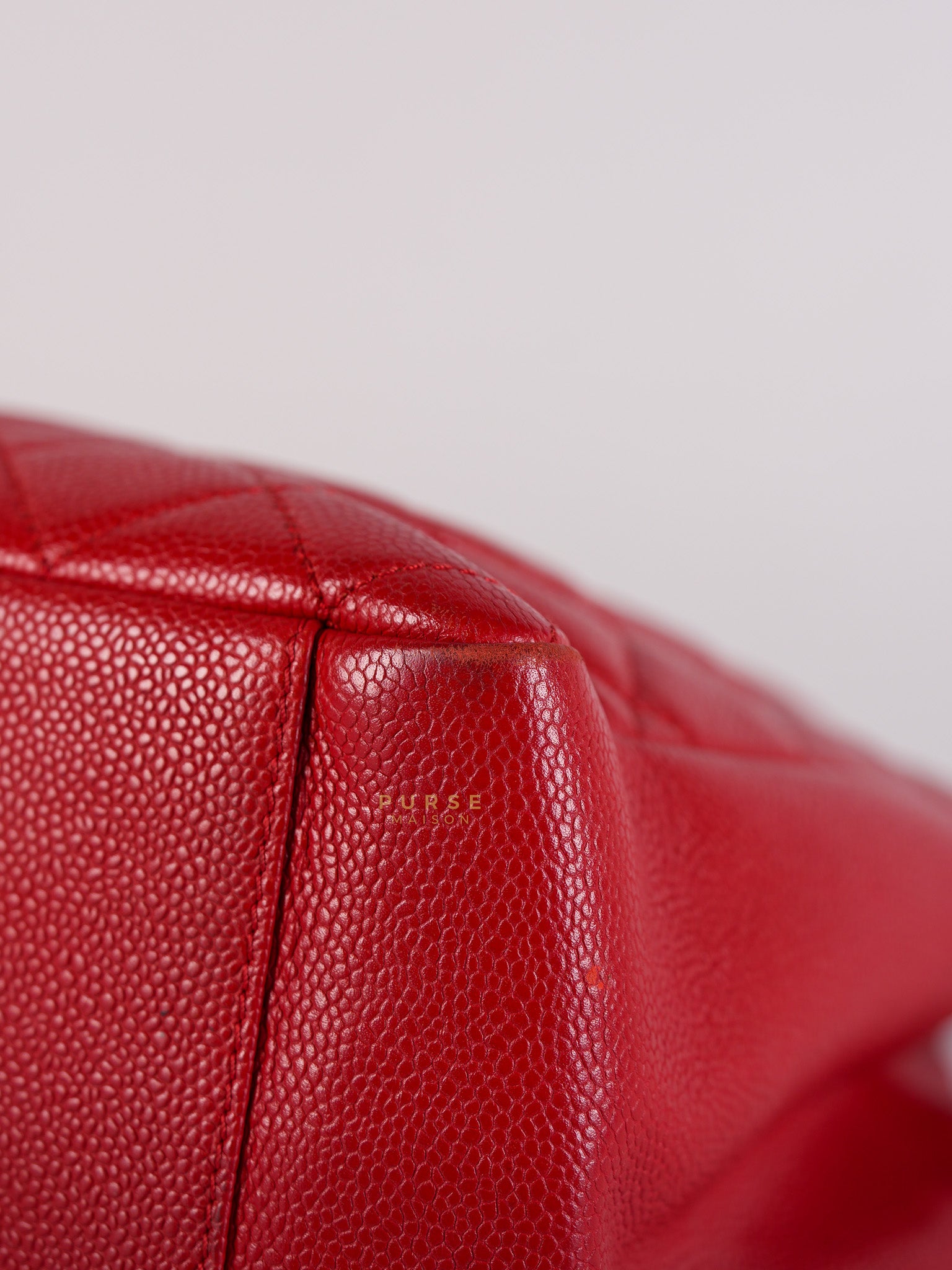 Grand Shopping Tote Bag (GST) in Red Quilted Caviar Leather Gold Hardware Series 18 | Purse Maison Luxury Bags Shop