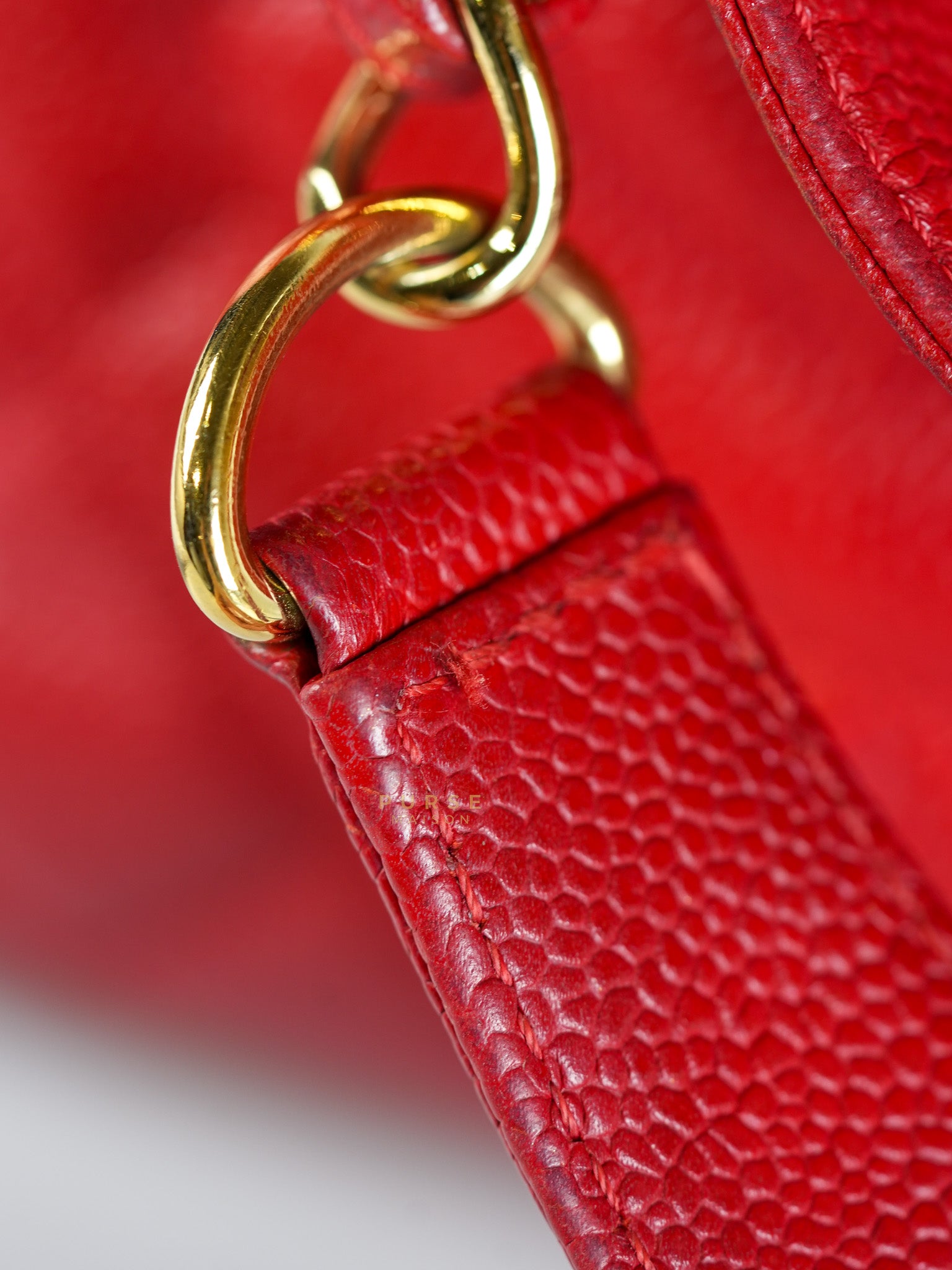 Grand Shopping Tote Bag (GST) in Red Quilted Caviar Leather Gold Hardware Series 18 | Purse Maison Luxury Bags Shop