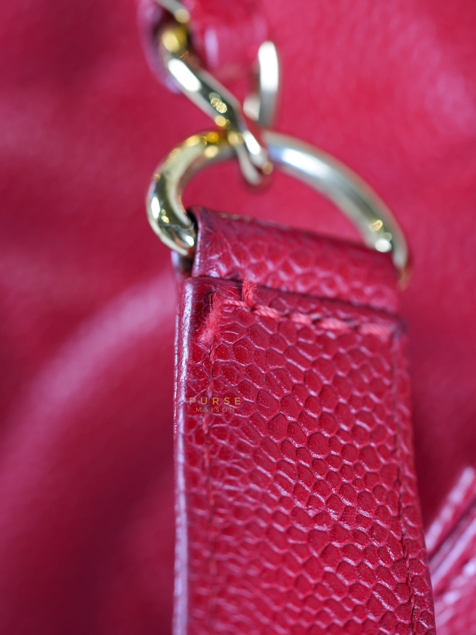 Grand Shopping Tote Bag (GST) in Red Quilted Caviar Leather Gold Hardware Series 18 | Purse Maison Luxury Bags Shop