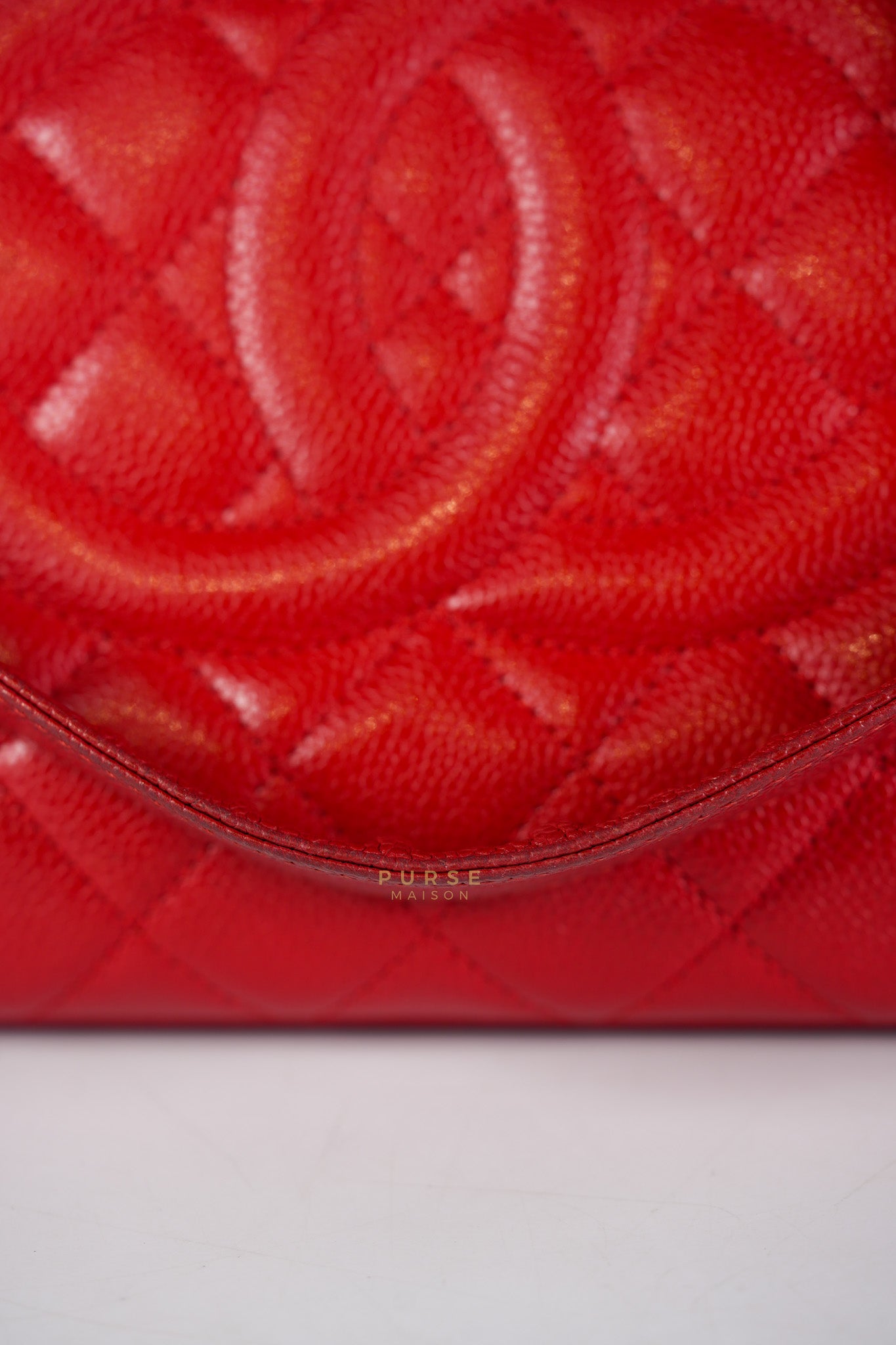 Grand Shopping Tote Bag (GST) in Red Quilted Caviar Leather Gold Hardware Series 18 | Purse Maison Luxury Bags Shop
