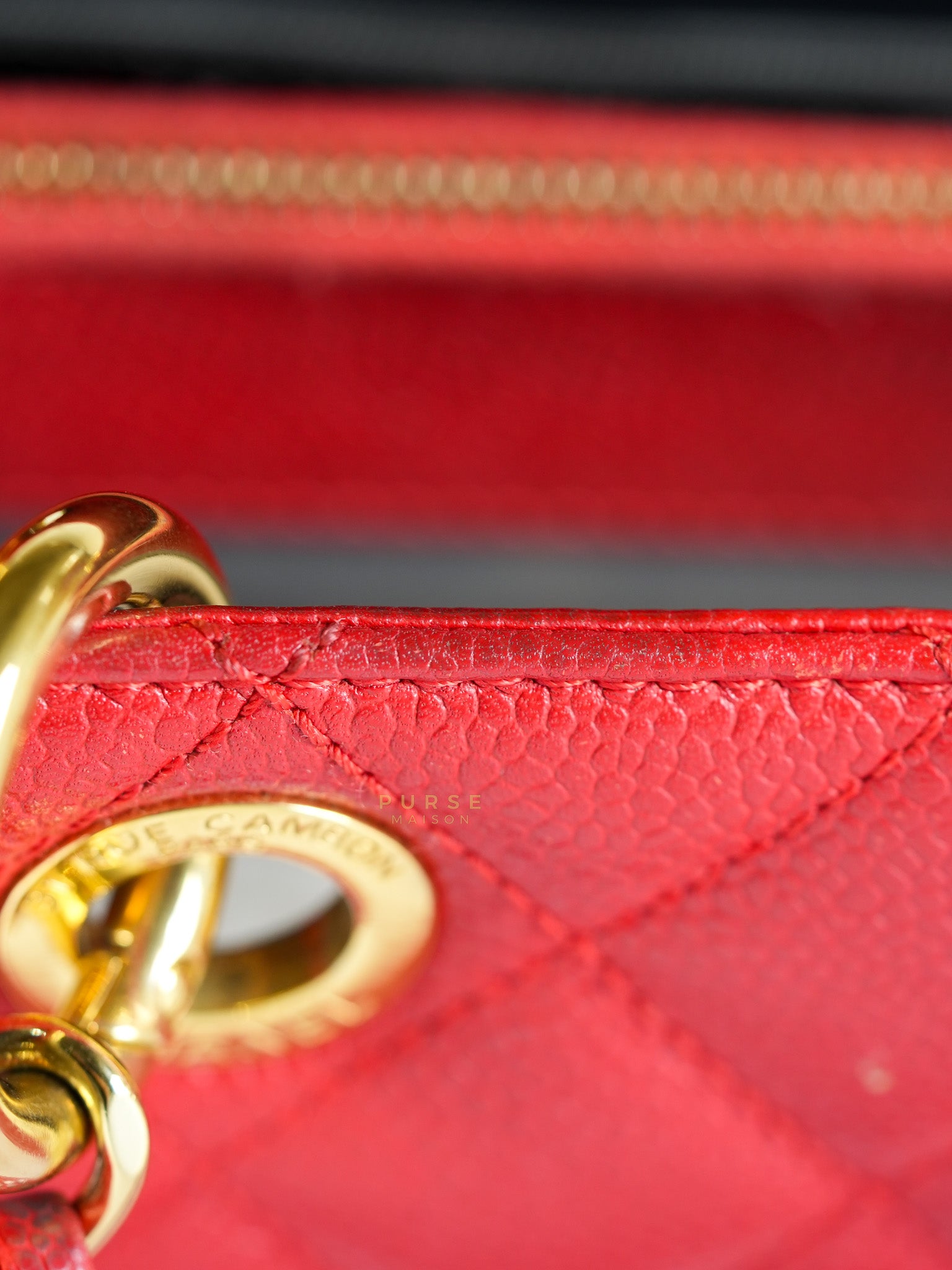 Grand Shopping Tote Bag (GST) in Red Quilted Caviar Leather Gold Hardware Series 18 | Purse Maison Luxury Bags Shop