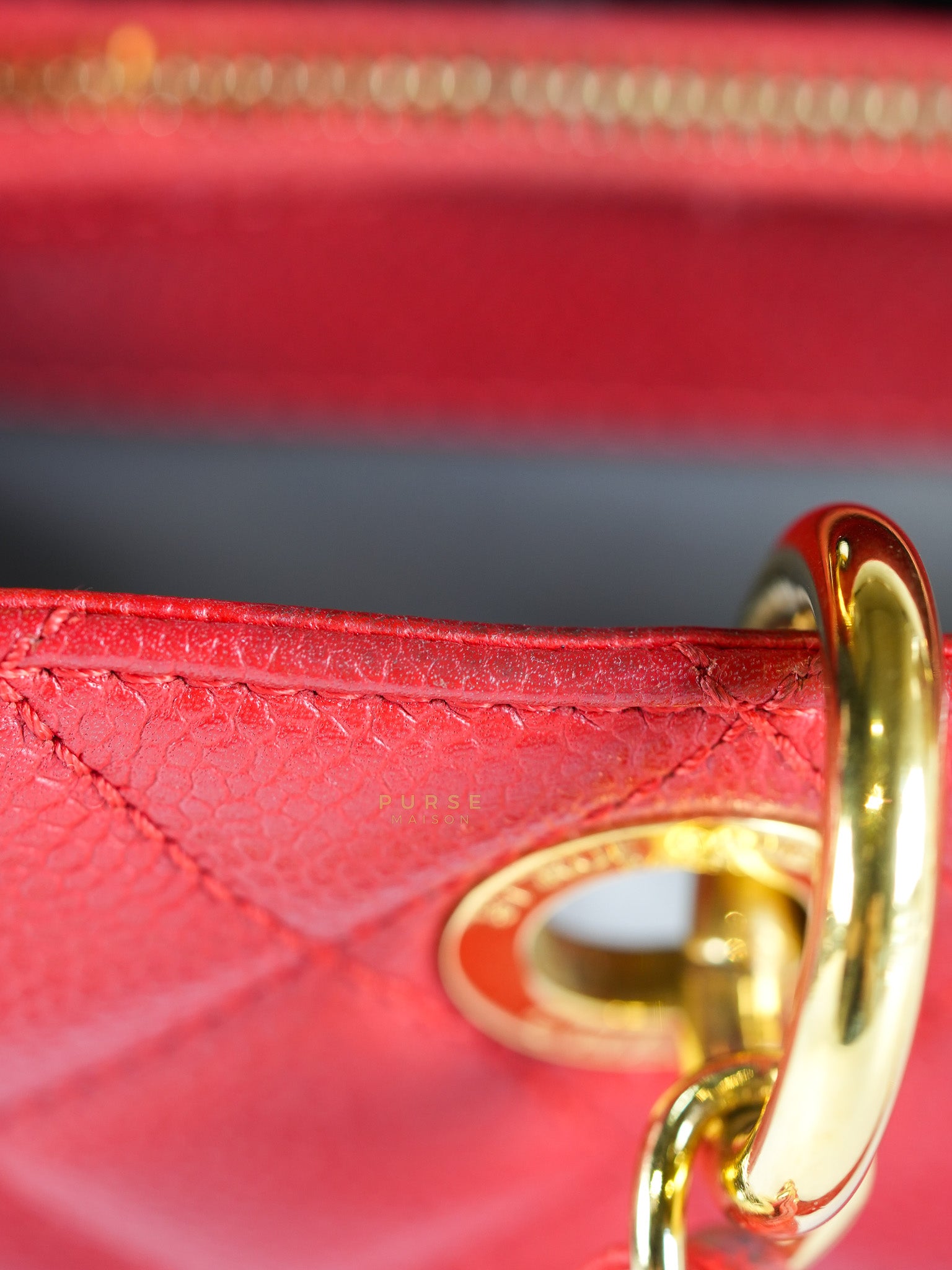Grand Shopping Tote Bag (GST) in Red Quilted Caviar Leather Gold Hardware Series 18 | Purse Maison Luxury Bags Shop