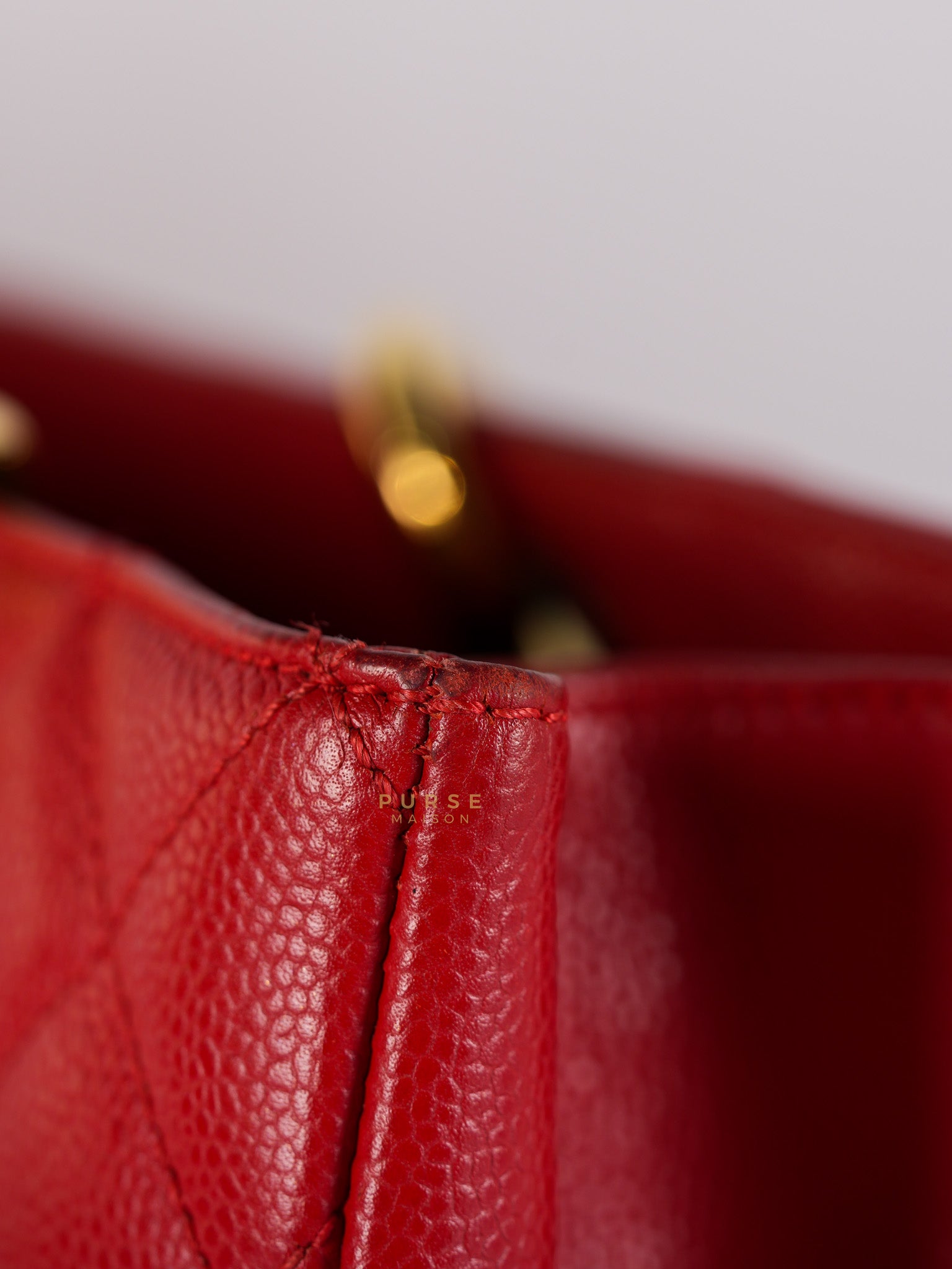 Grand Shopping Tote Bag (GST) in Red Quilted Caviar Leather Gold Hardware Series 18 | Purse Maison Luxury Bags Shop