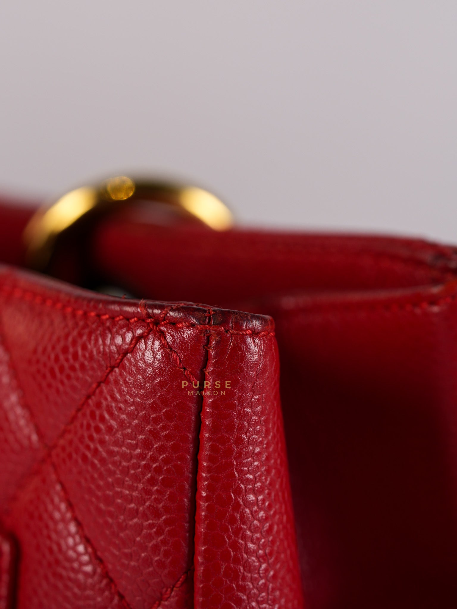 Grand Shopping Tote Bag (GST) in Red Quilted Caviar Leather Gold Hardware Series 18 | Purse Maison Luxury Bags Shop