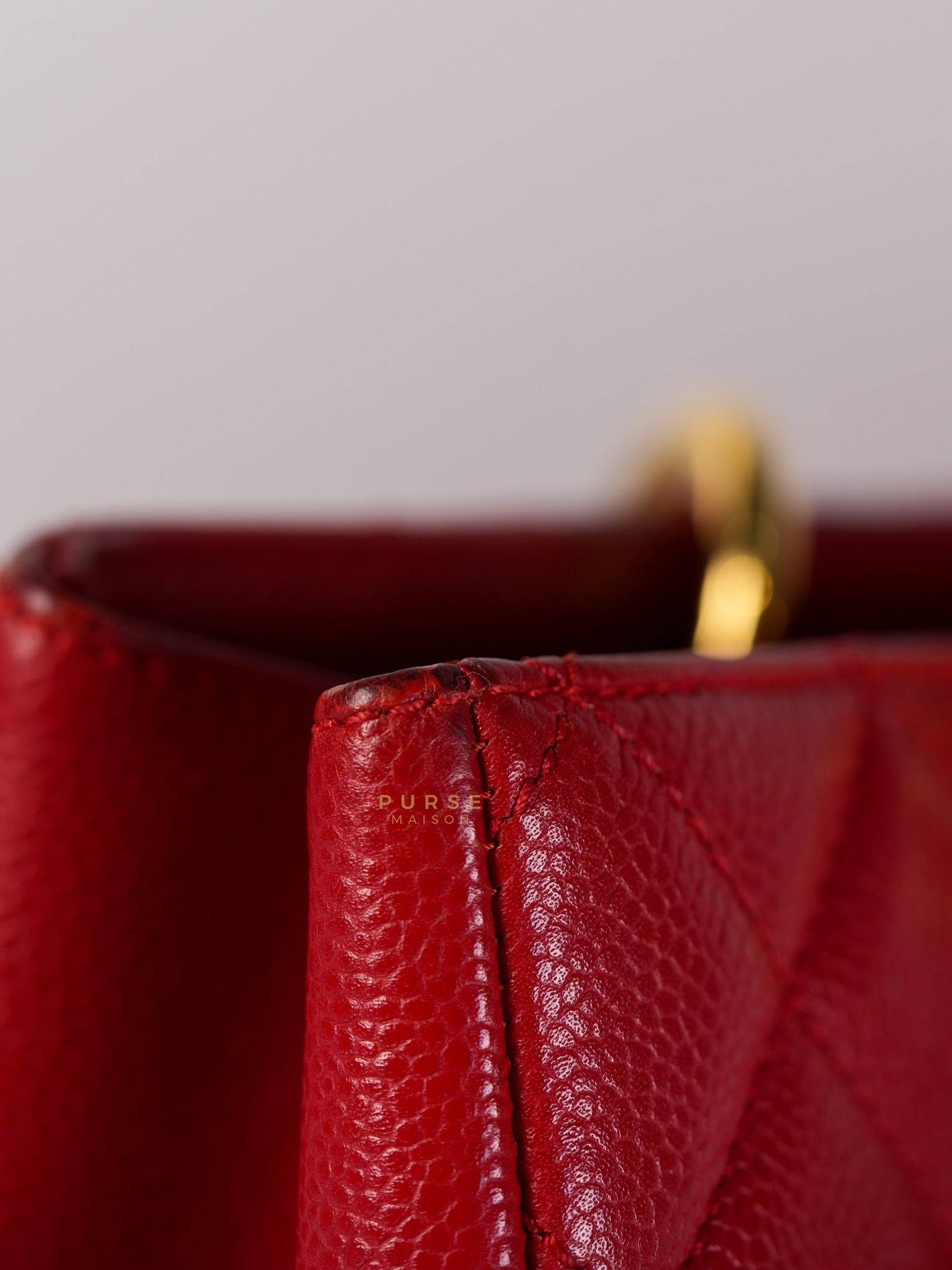 Grand Shopping Tote Bag (GST) in Red Quilted Caviar Leather Gold Hardware Series 18 | Purse Maison Luxury Bags Shop