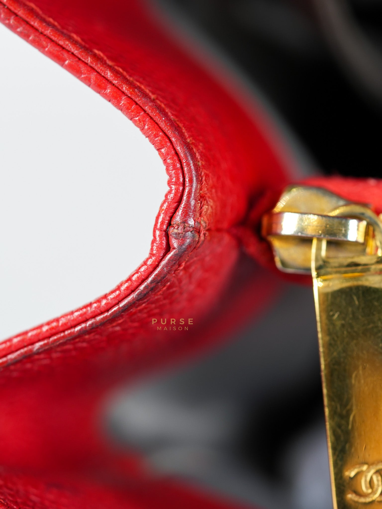 Grand Shopping Tote Bag (GST) in Red Quilted Caviar Leather Gold Hardware Series 18 | Purse Maison Luxury Bags Shop