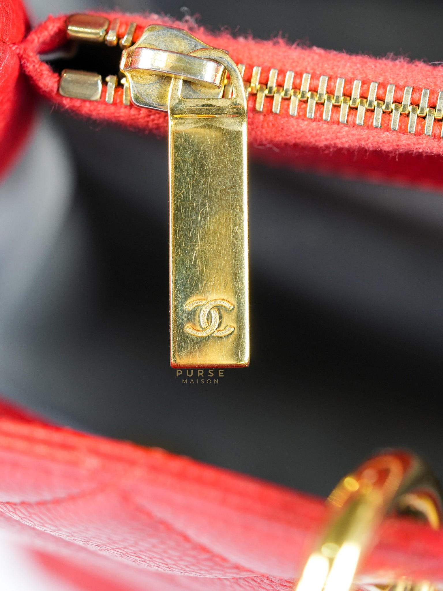 Grand Shopping Tote Bag (GST) in Red Quilted Caviar Leather Gold Hardware Series 18 | Purse Maison Luxury Bags Shop