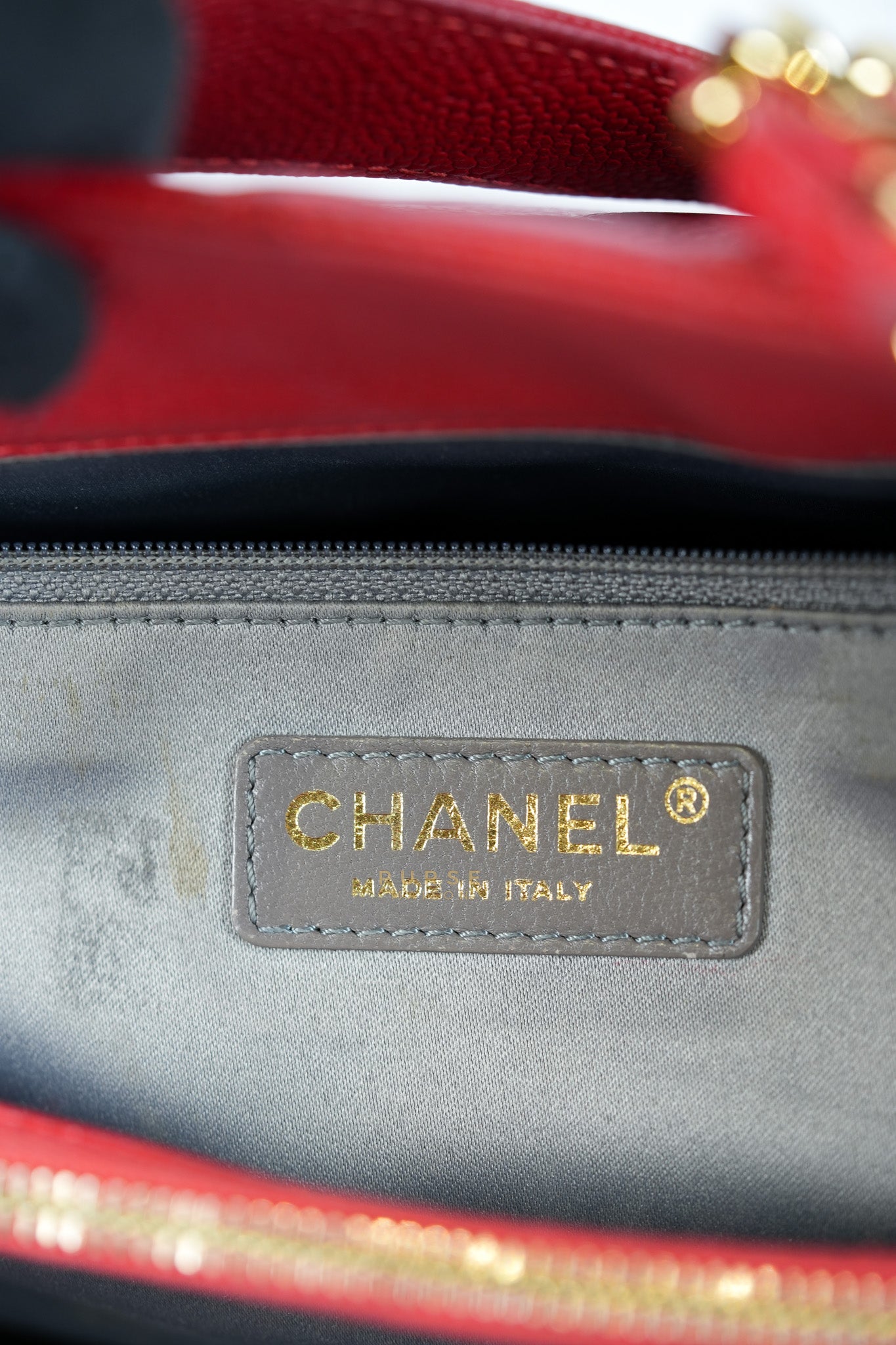 Grand Shopping Tote Bag (GST) in Red Quilted Caviar Leather Gold Hardware Series 18 | Purse Maison Luxury Bags Shop