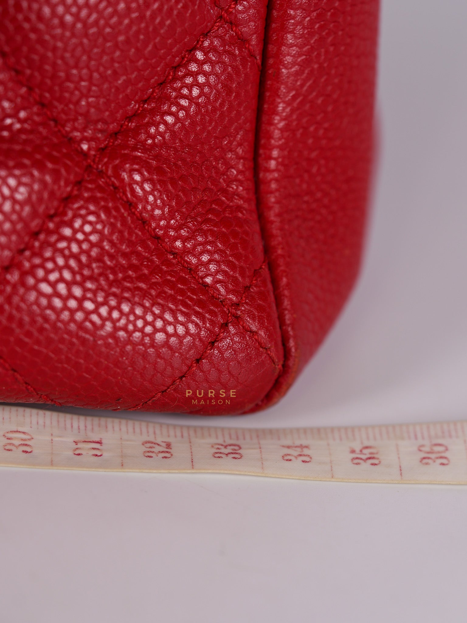 Grand Shopping Tote Bag (GST) in Red Quilted Caviar Leather Gold Hardware Series 18 | Purse Maison Luxury Bags Shop