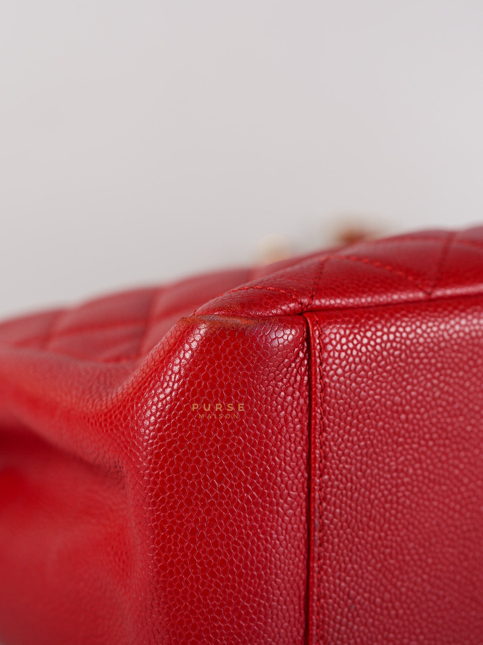 Grand Shopping Tote Bag (GST) in Red Quilted Caviar Leather Gold Hardware Series 18 | Purse Maison Luxury Bags Shop