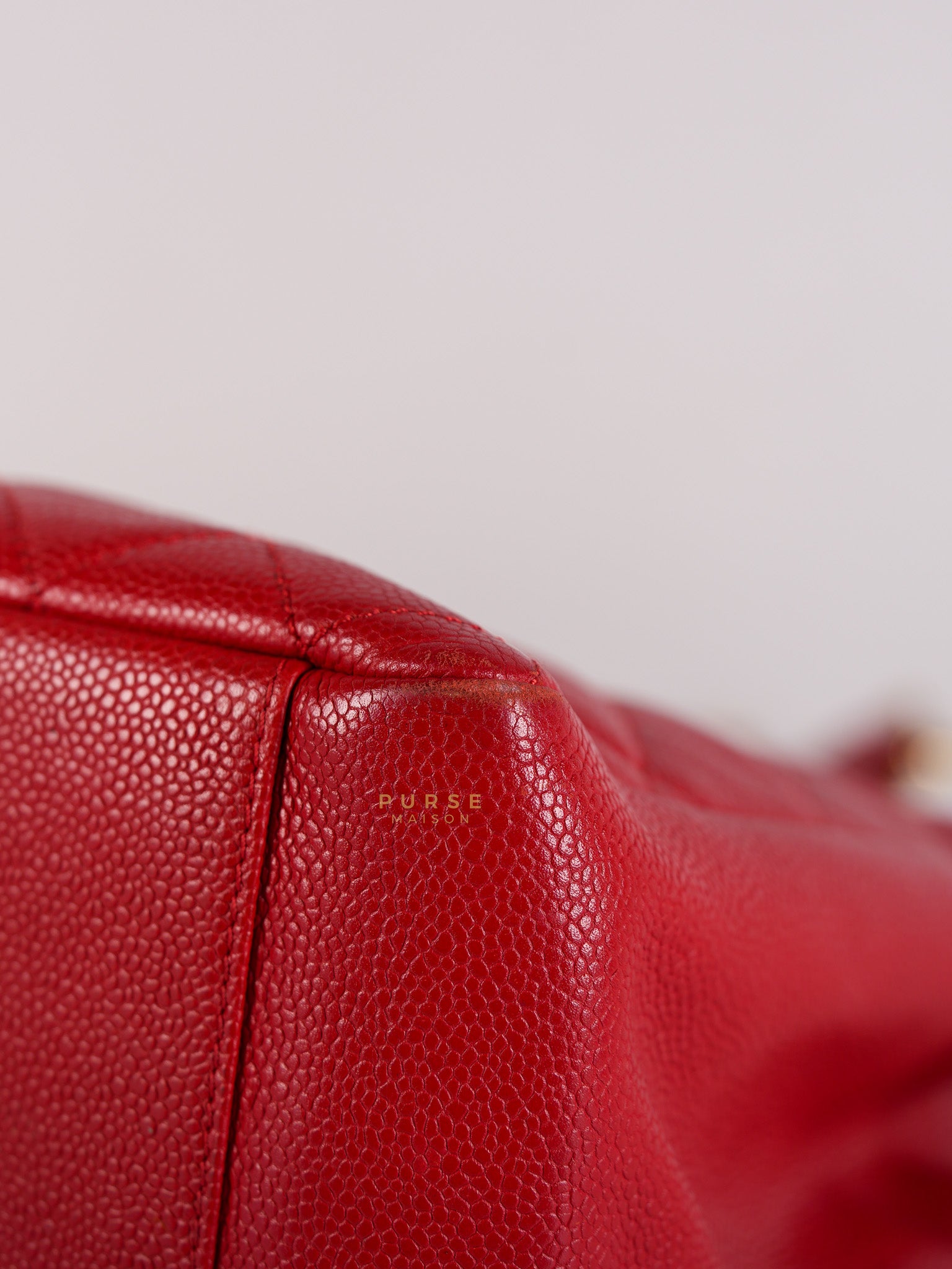 Grand Shopping Tote Bag (GST) in Red Quilted Caviar Leather Gold Hardware Series 18 | Purse Maison Luxury Bags Shop