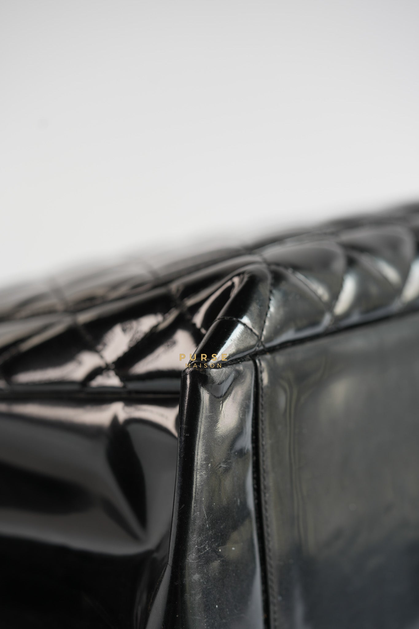 Grand Shopping Tote Black Quilted Patent Leather Silver Hardware Series 13 | Purse Maison Luxury Bags Shop