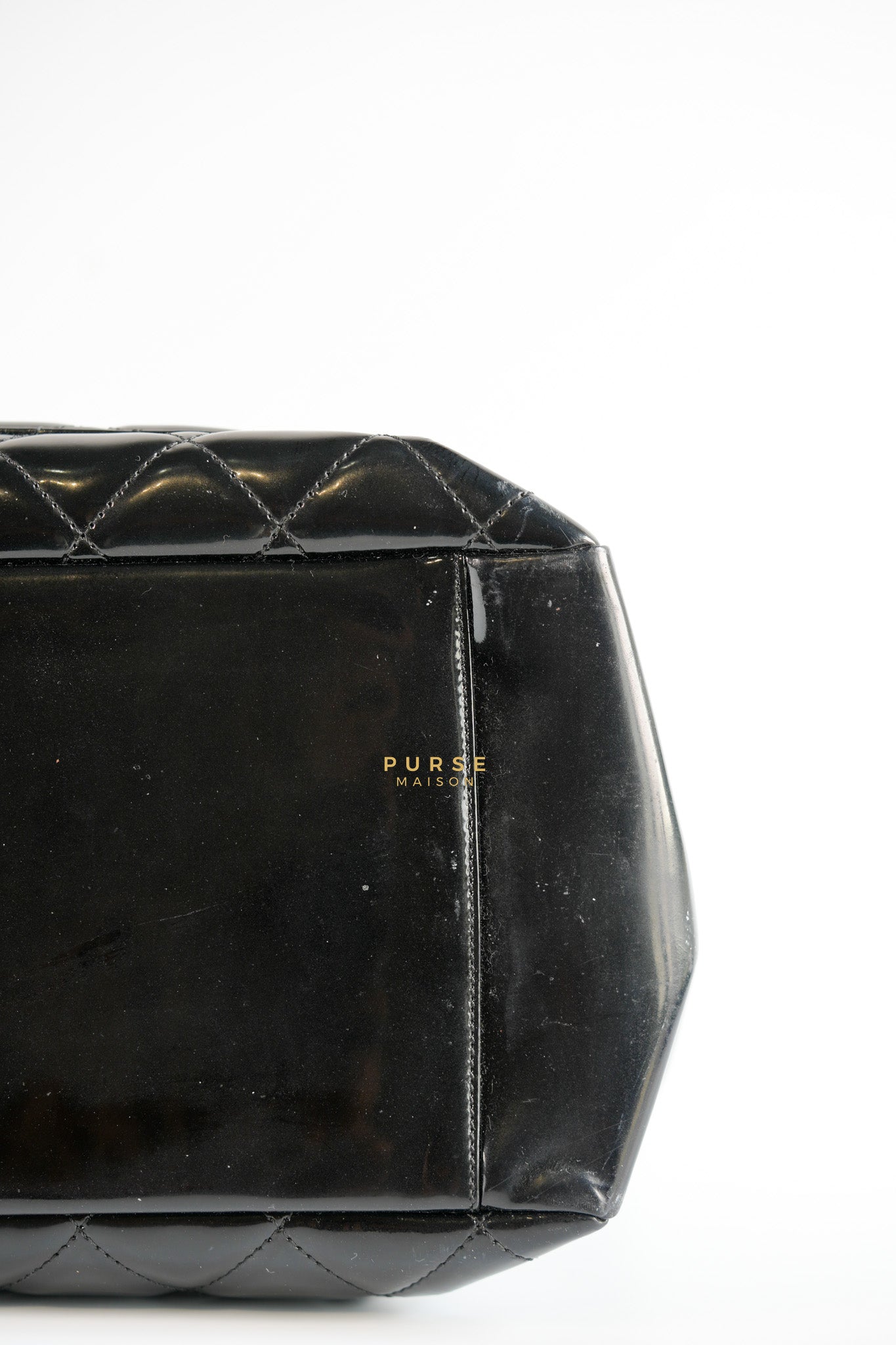 Grand Shopping Tote Black Quilted Patent Leather Silver Hardware Series 13 | Purse Maison Luxury Bags Shop