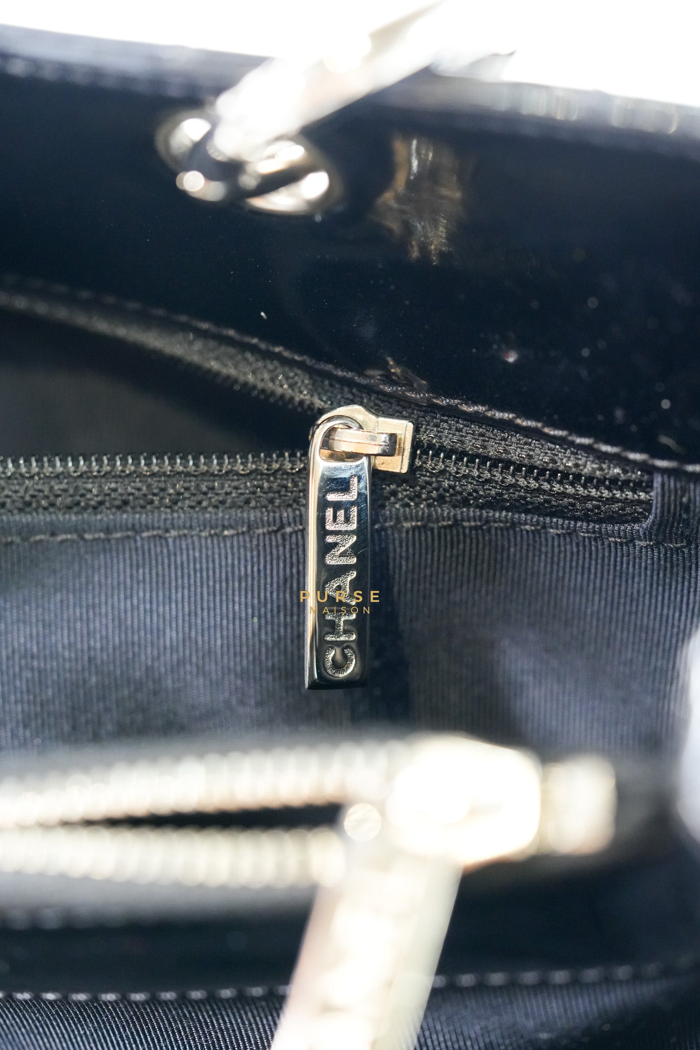 Grand Shopping Tote Black Quilted Patent Leather Silver Hardware Series 13 | Purse Maison Luxury Bags Shop