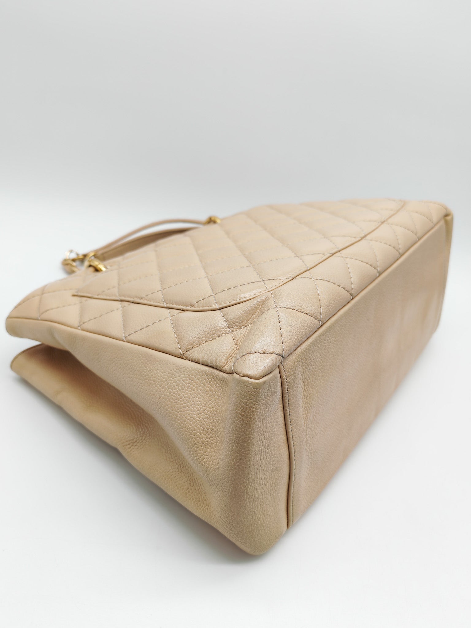 Grand Shopping Tote (GST) Beige Caviar Leather Gold Hardware Series 12 | Purse Maison Luxury Bags Shop