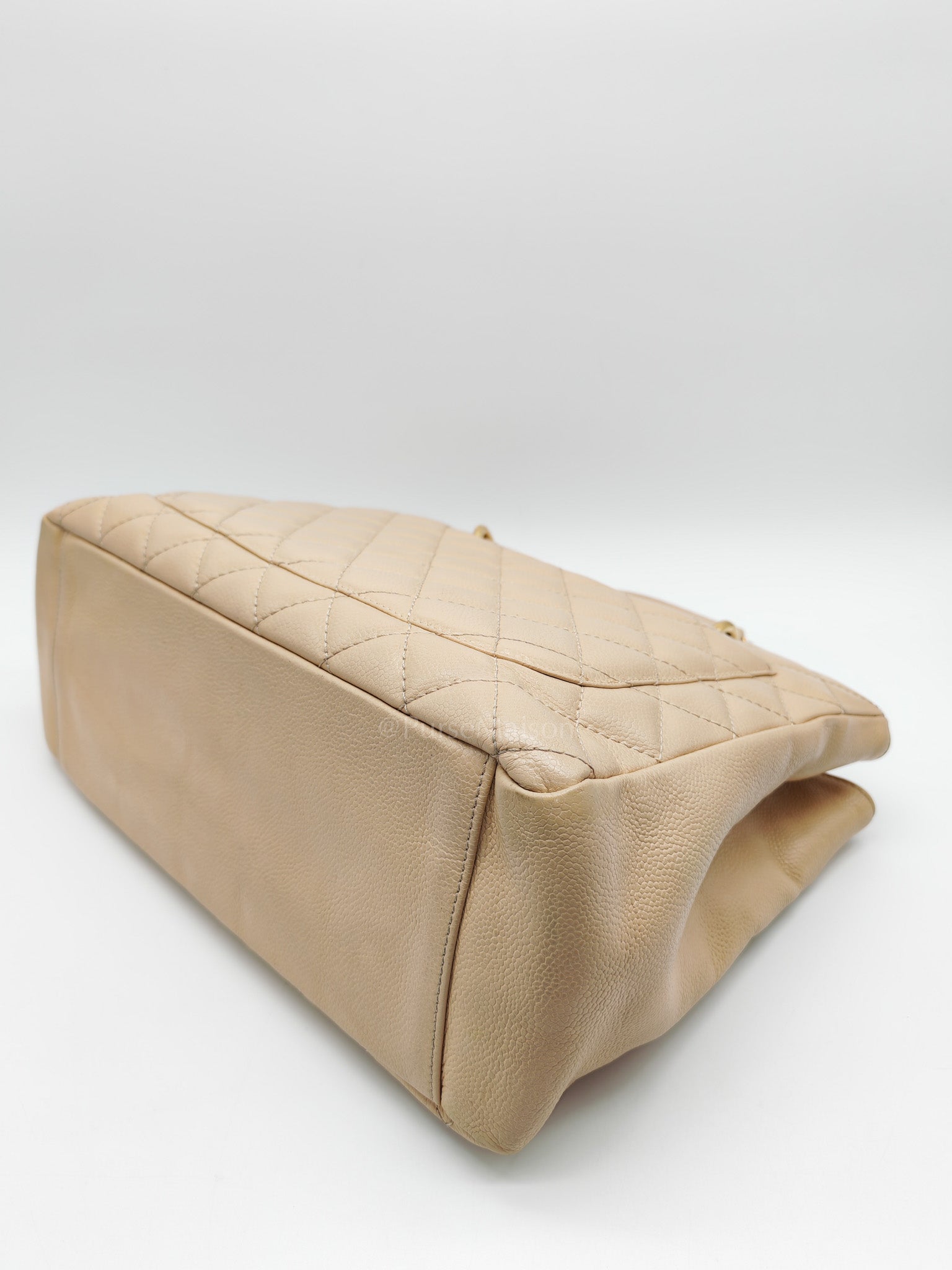 Grand Shopping Tote (GST) Beige Caviar Leather Gold Hardware Series 12 | Purse Maison Luxury Bags Shop