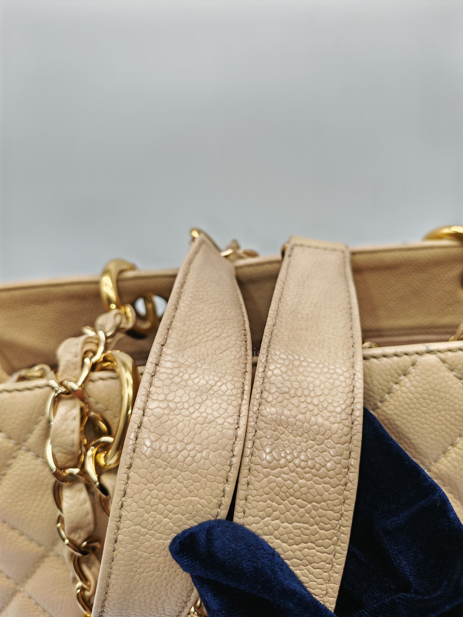 Grand Shopping Tote (GST) Beige Caviar Leather Gold Hardware Series 12 | Purse Maison Luxury Bags Shop