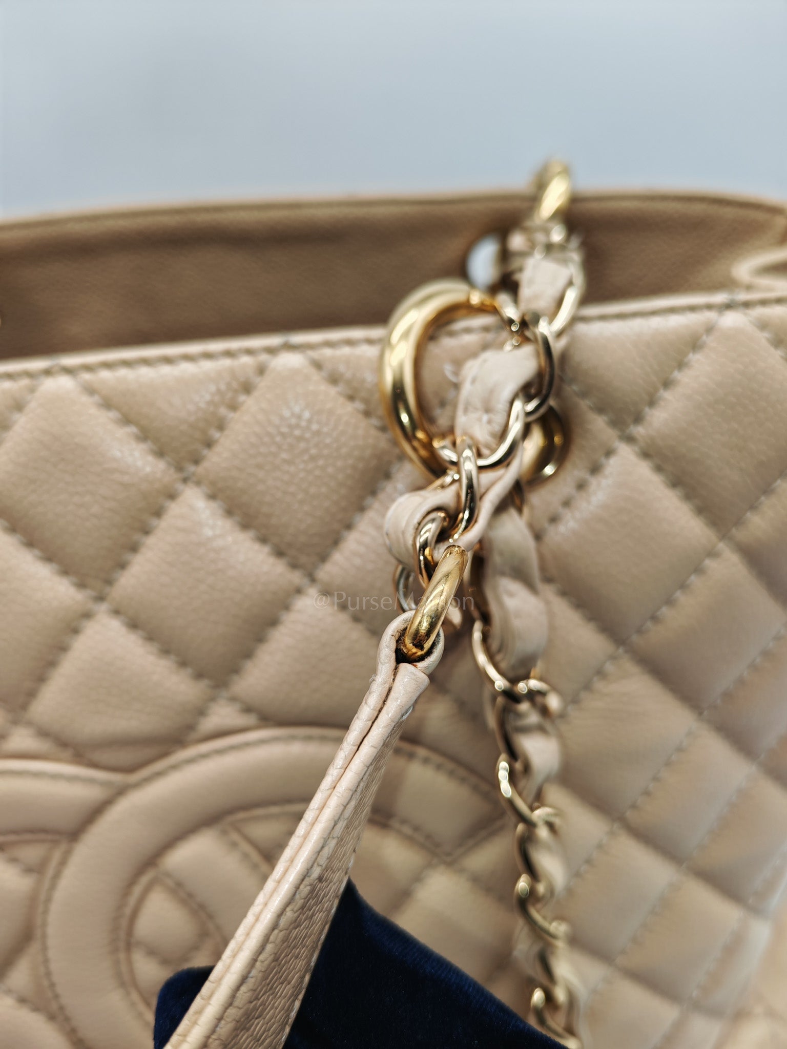 Grand Shopping Tote (GST) Beige Caviar Leather Gold Hardware Series 12 | Purse Maison Luxury Bags Shop