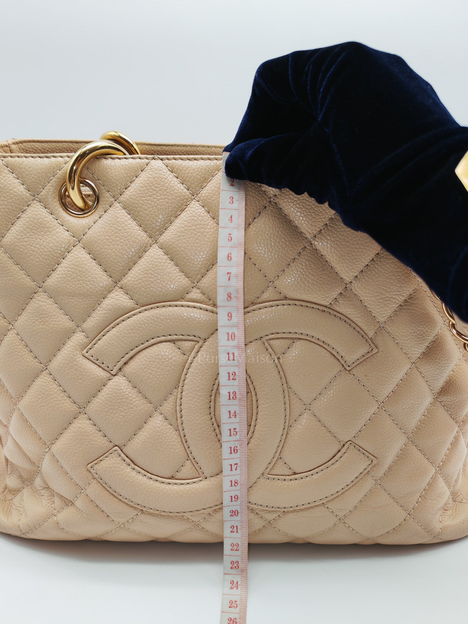 Grand Shopping Tote (GST) Beige Caviar Leather Gold Hardware Series 12 | Purse Maison Luxury Bags Shop