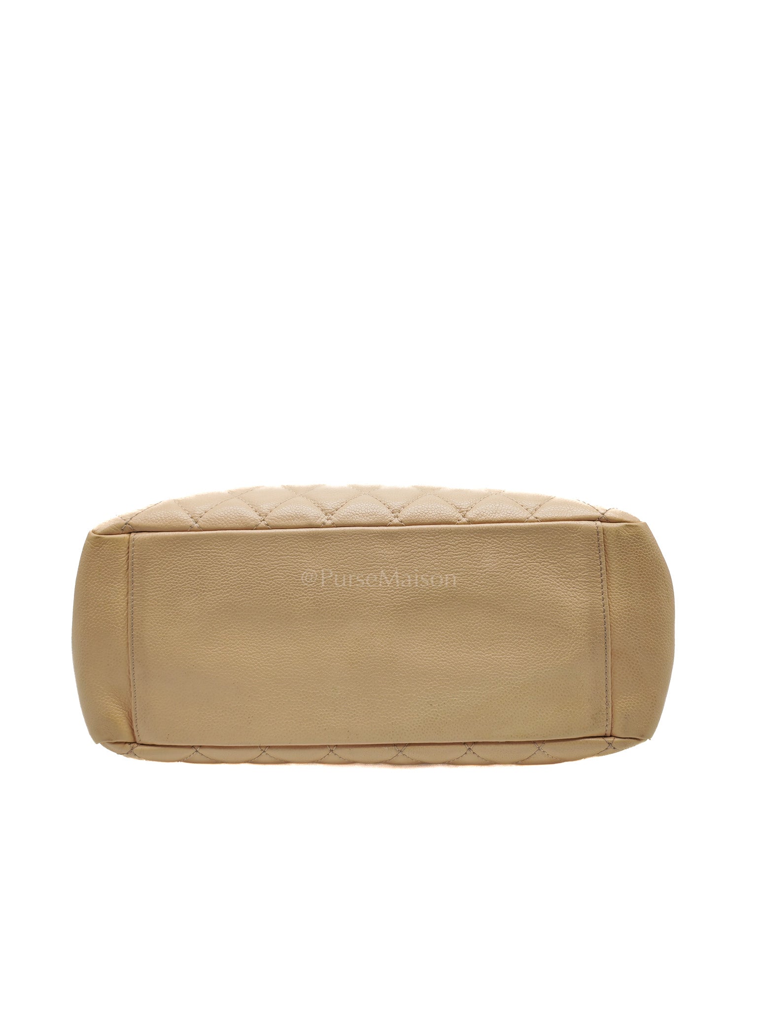 Grand Shopping Tote (GST) Beige Caviar Leather Gold Hardware Series 12 | Purse Maison Luxury Bags Shop