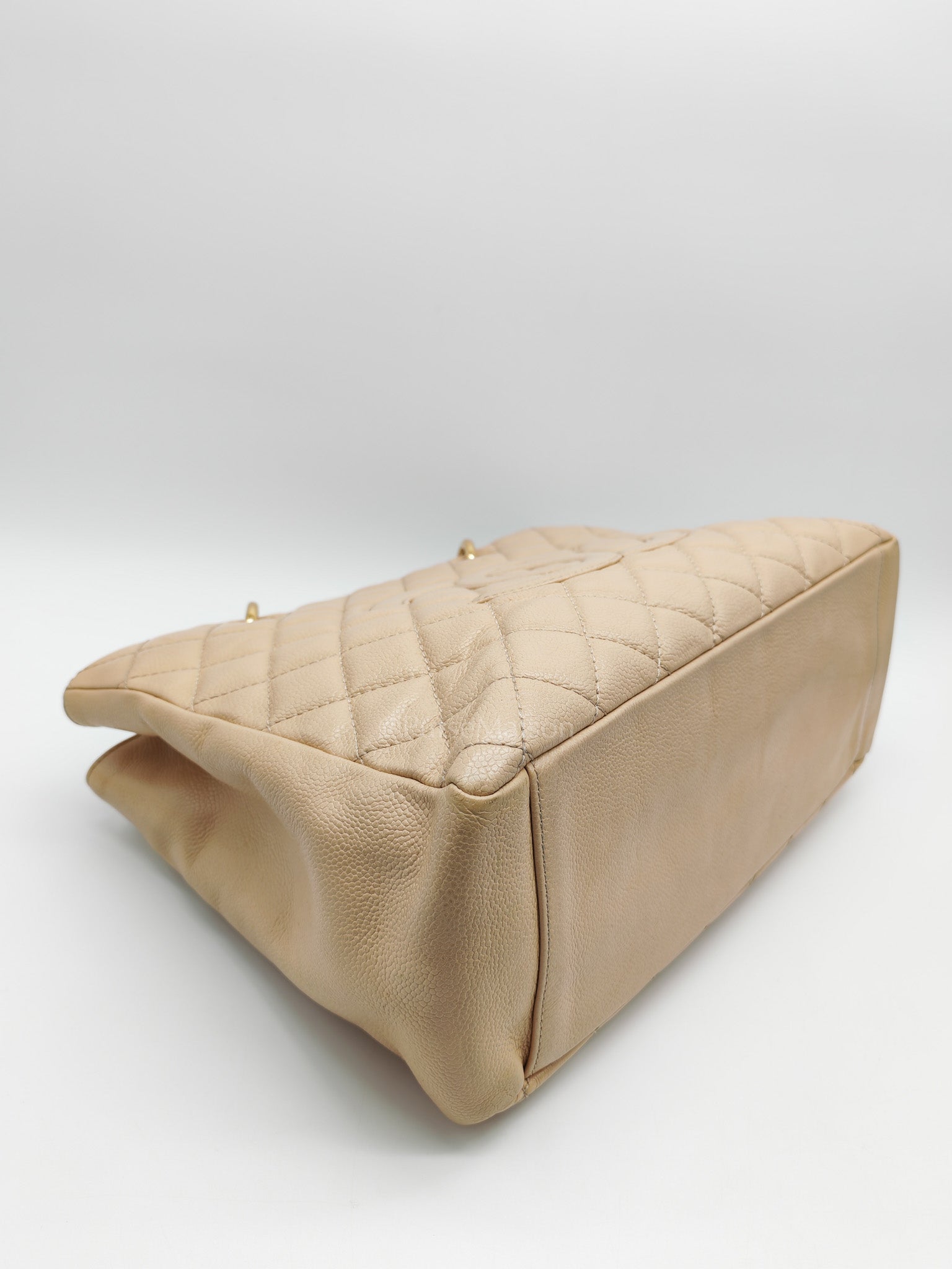 Grand Shopping Tote (GST) Beige Caviar Leather Gold Hardware Series 12 | Purse Maison Luxury Bags Shop