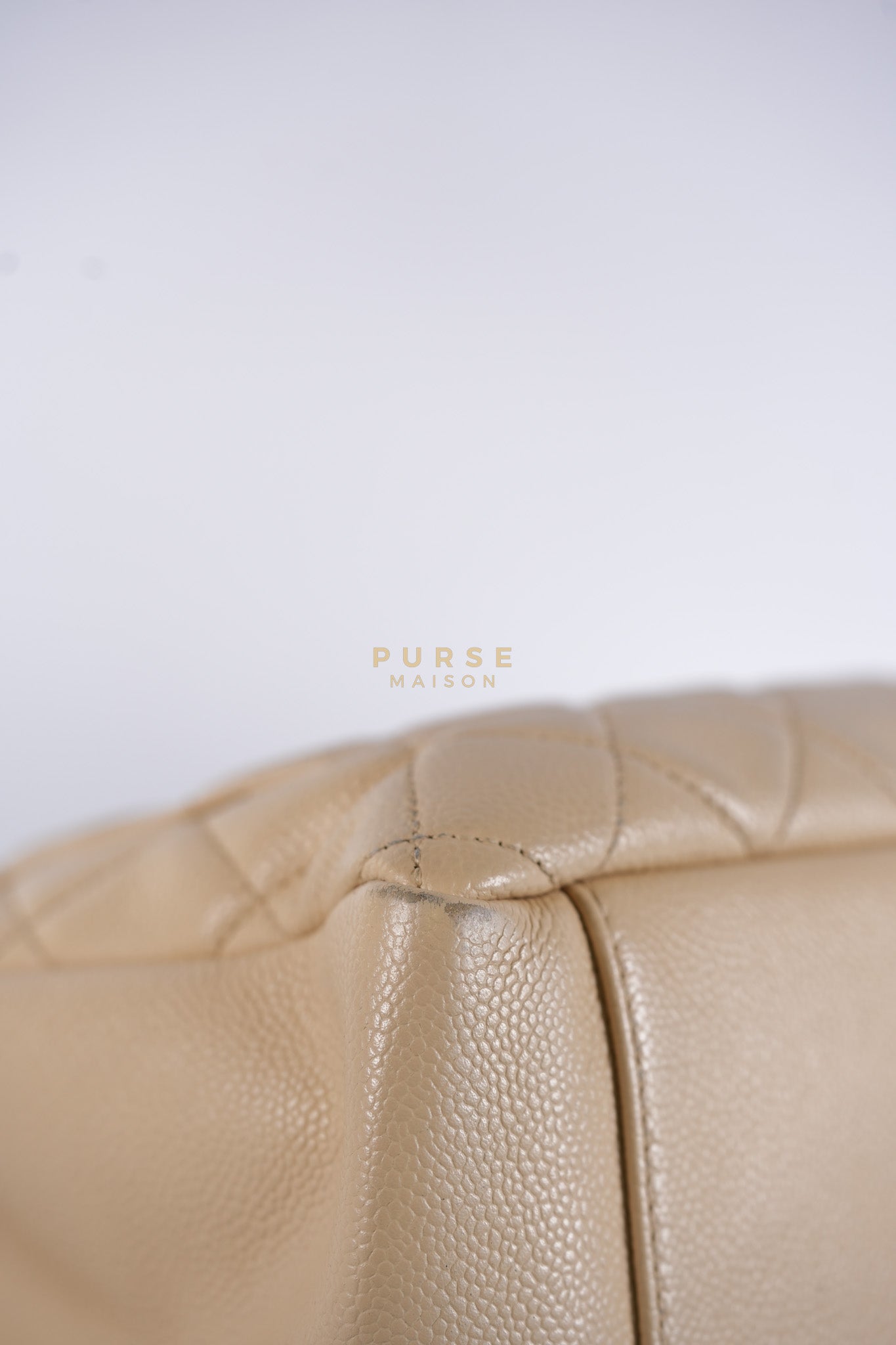 Grand Shopping Tote (GST) Beige in Caviar Leather and Gold Hardware Series 16 | Purse Maison Luxury Bags Shop