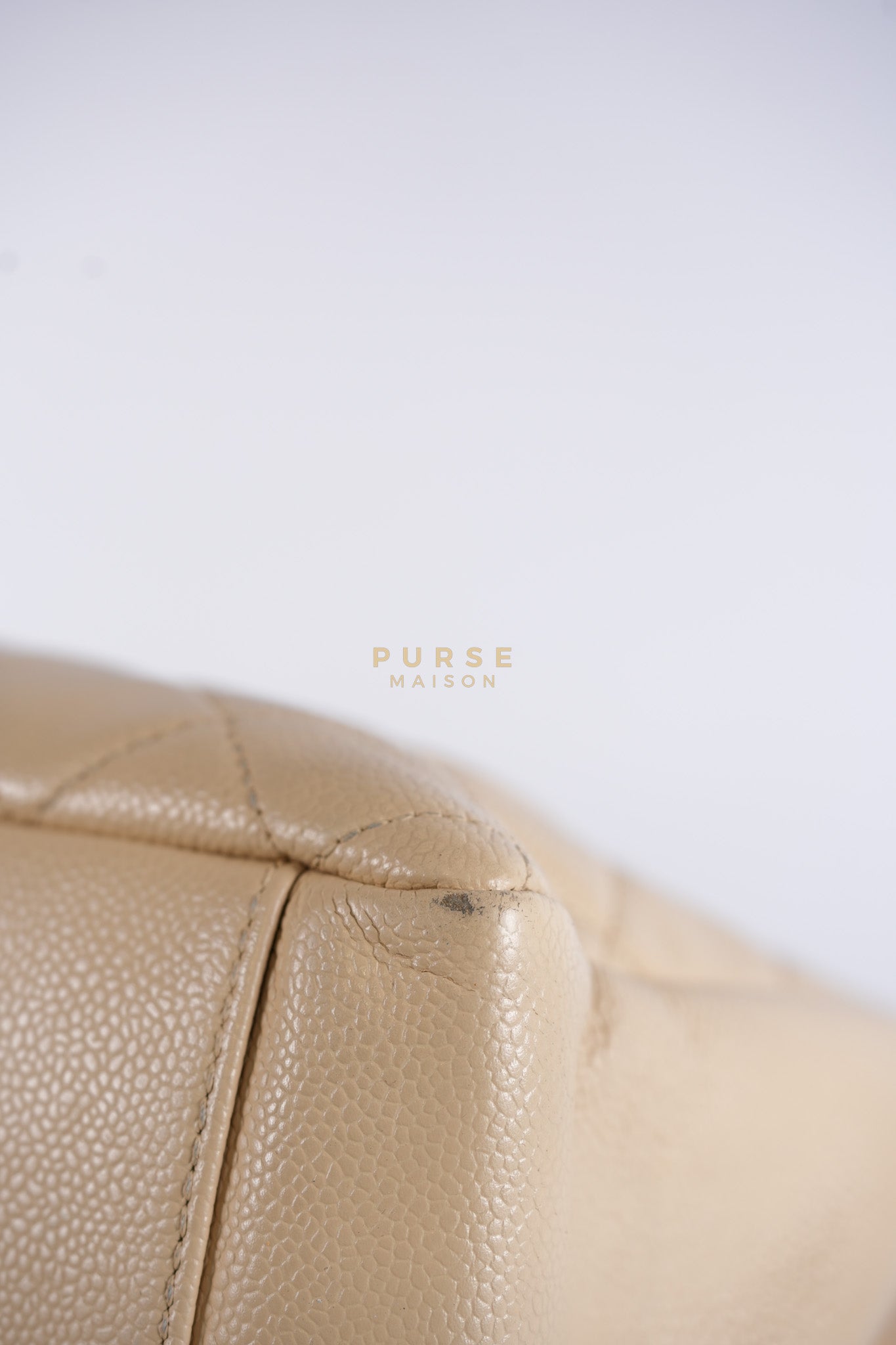 Grand Shopping Tote (GST) Beige in Caviar Leather and Gold Hardware Series 16 | Purse Maison Luxury Bags Shop