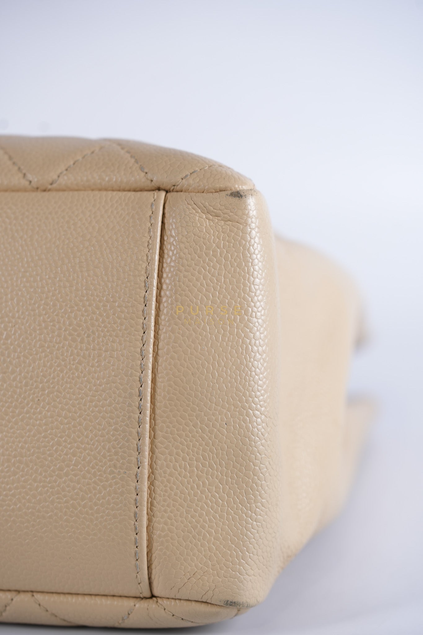 Grand Shopping Tote (GST) Beige in Caviar Leather and Gold Hardware Series 16 | Purse Maison Luxury Bags Shop