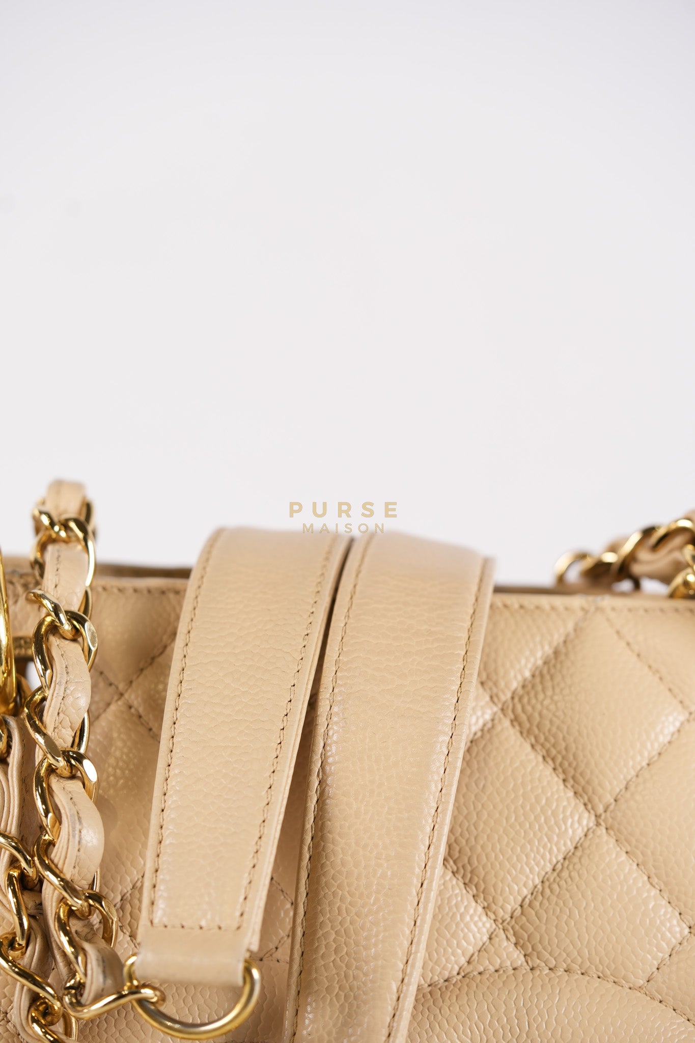 Grand Shopping Tote (GST) Beige in Caviar Leather and Gold Hardware Series 16 | Purse Maison Luxury Bags Shop