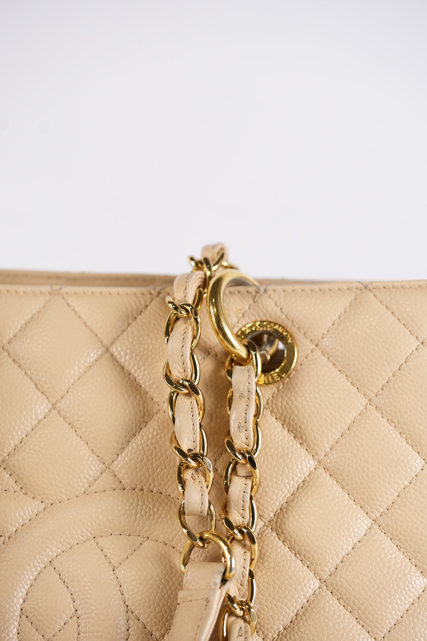 Grand Shopping Tote (GST) Beige in Caviar Leather and Gold Hardware Series 16 | Purse Maison Luxury Bags Shop