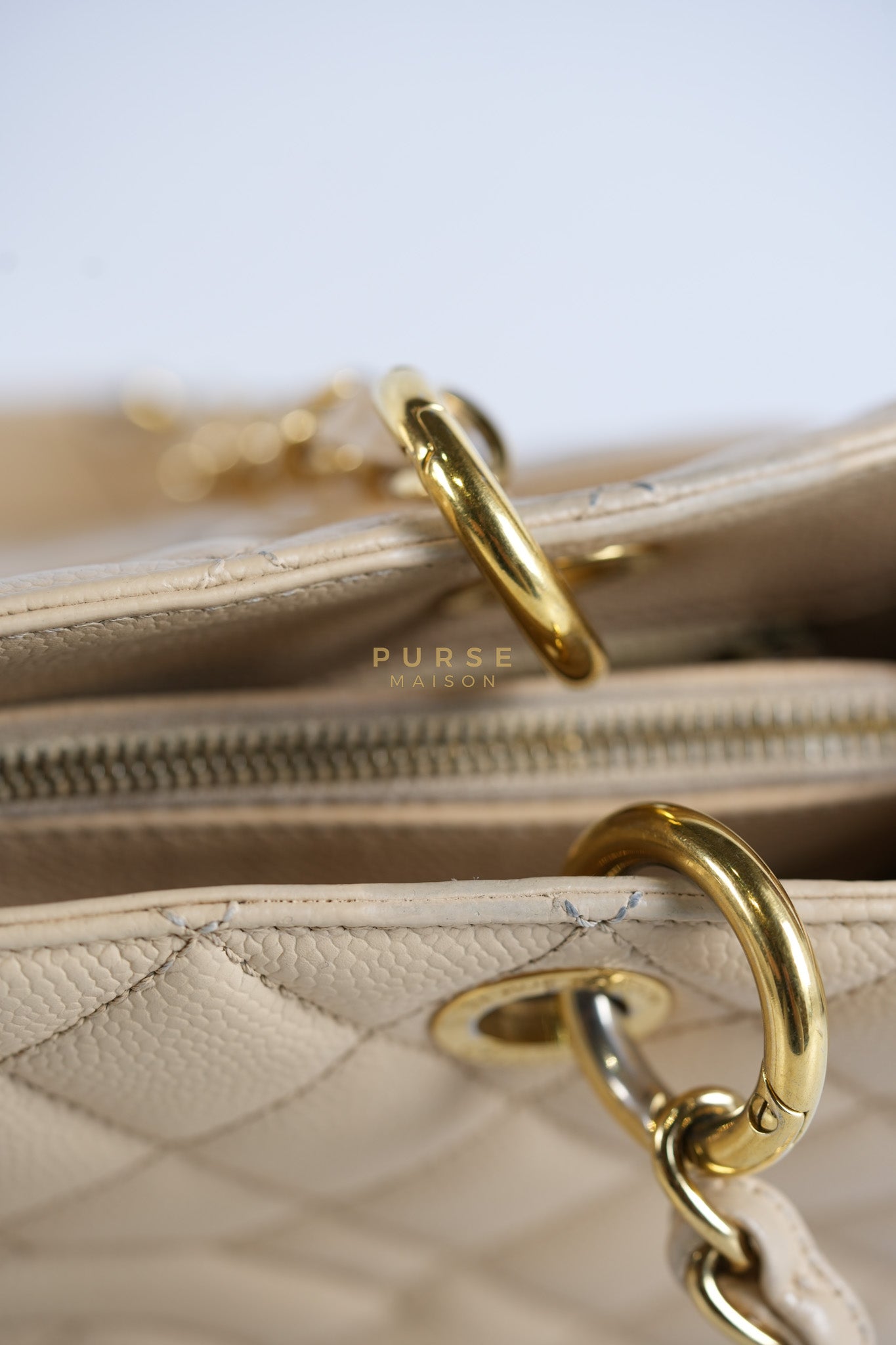 Grand Shopping Tote (GST) Beige in Caviar Leather and Gold Hardware Series 16 | Purse Maison Luxury Bags Shop